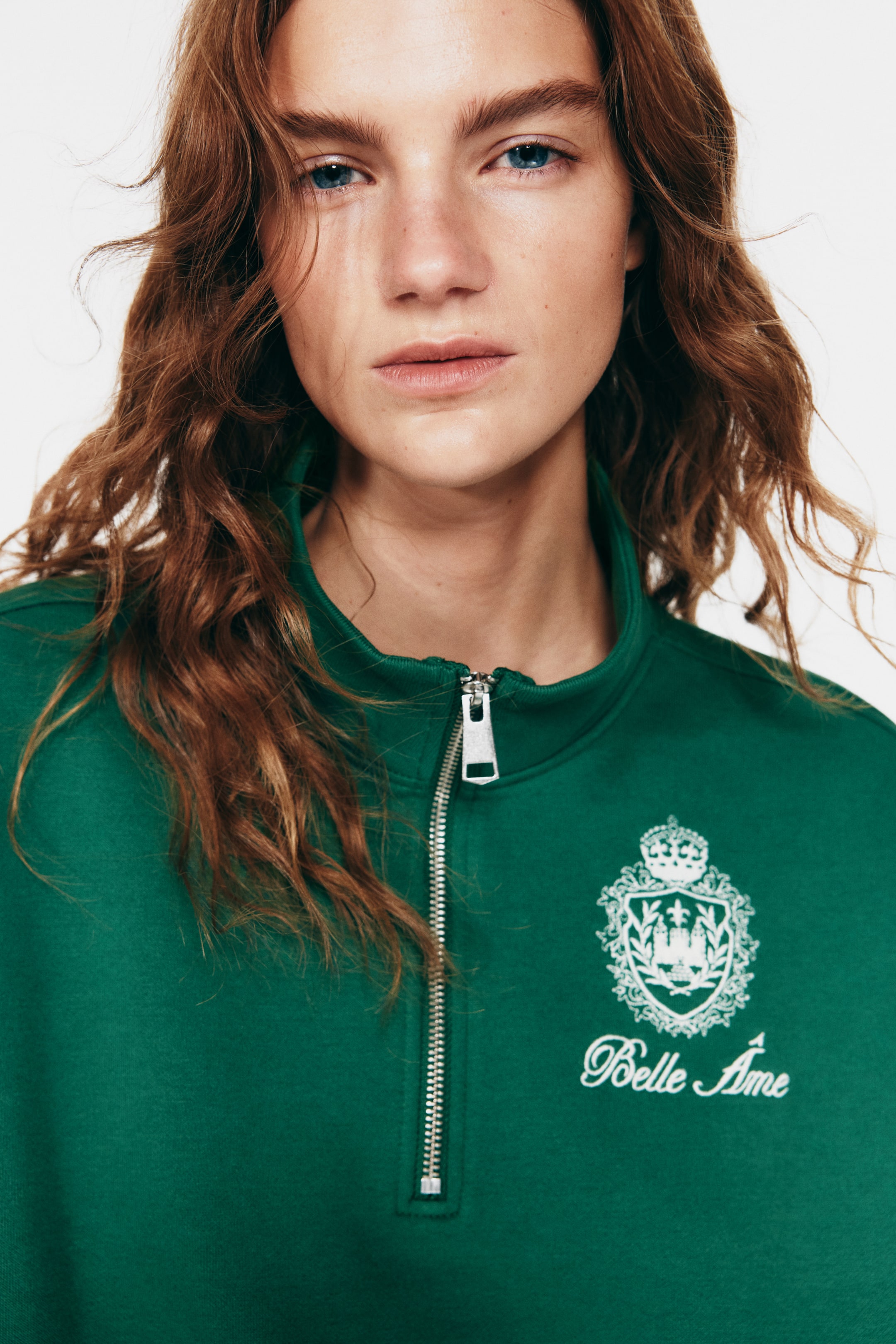 View larger image: Motif-detail zip-top sweatshirt - Dark green/Belle Âme - Ladies | H&M 1