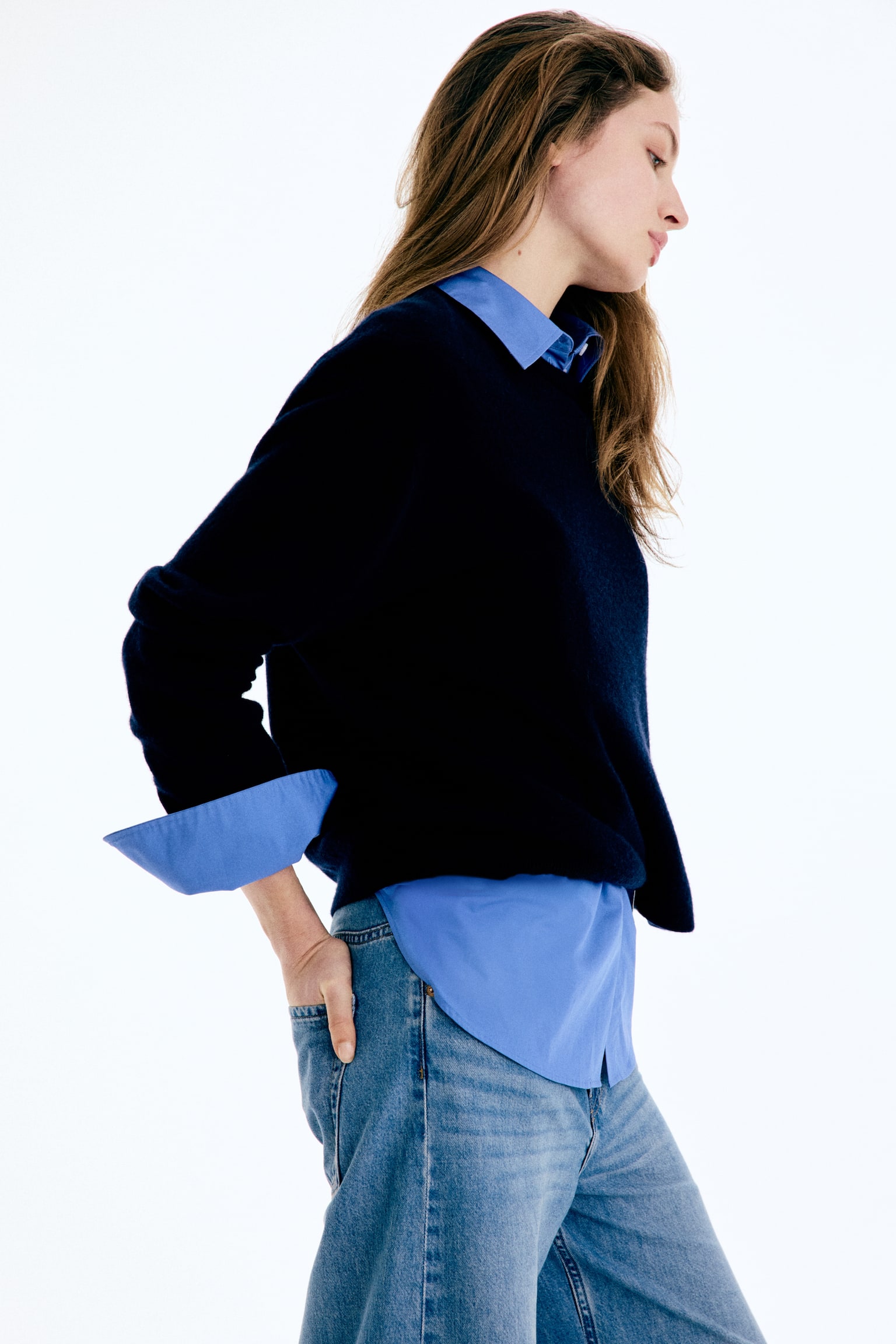 Wide High Waist Jeans - כחול ג'ינס/כחול ג'ינס כהה/כחול ג'ינס - 6