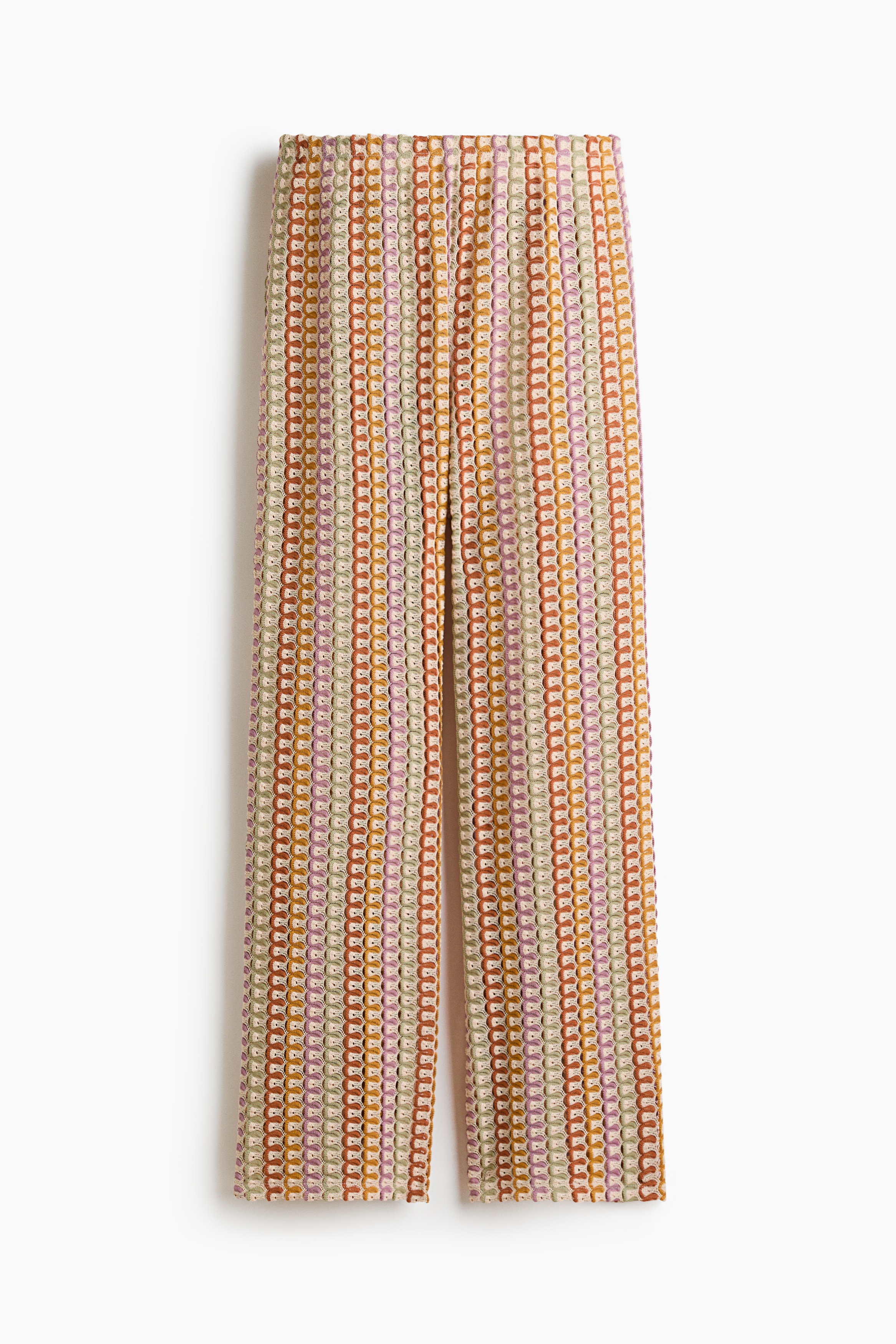 Crochet-look trousers - Light beige/Purple/Green