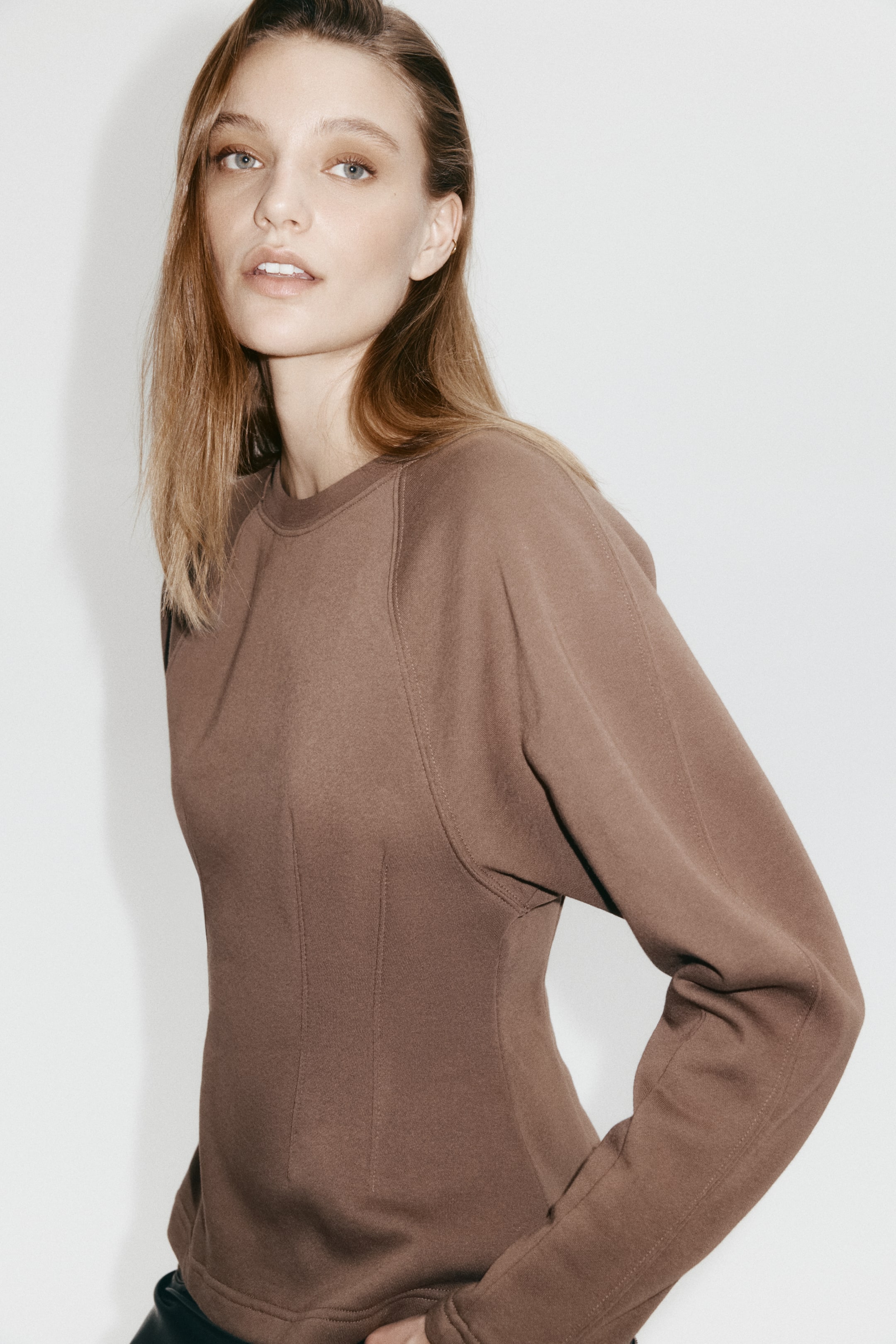 Ampliar la imagen: Sudadera con cintura ajustada - Gris pardo oscuro - Ladies | H&M MX 3