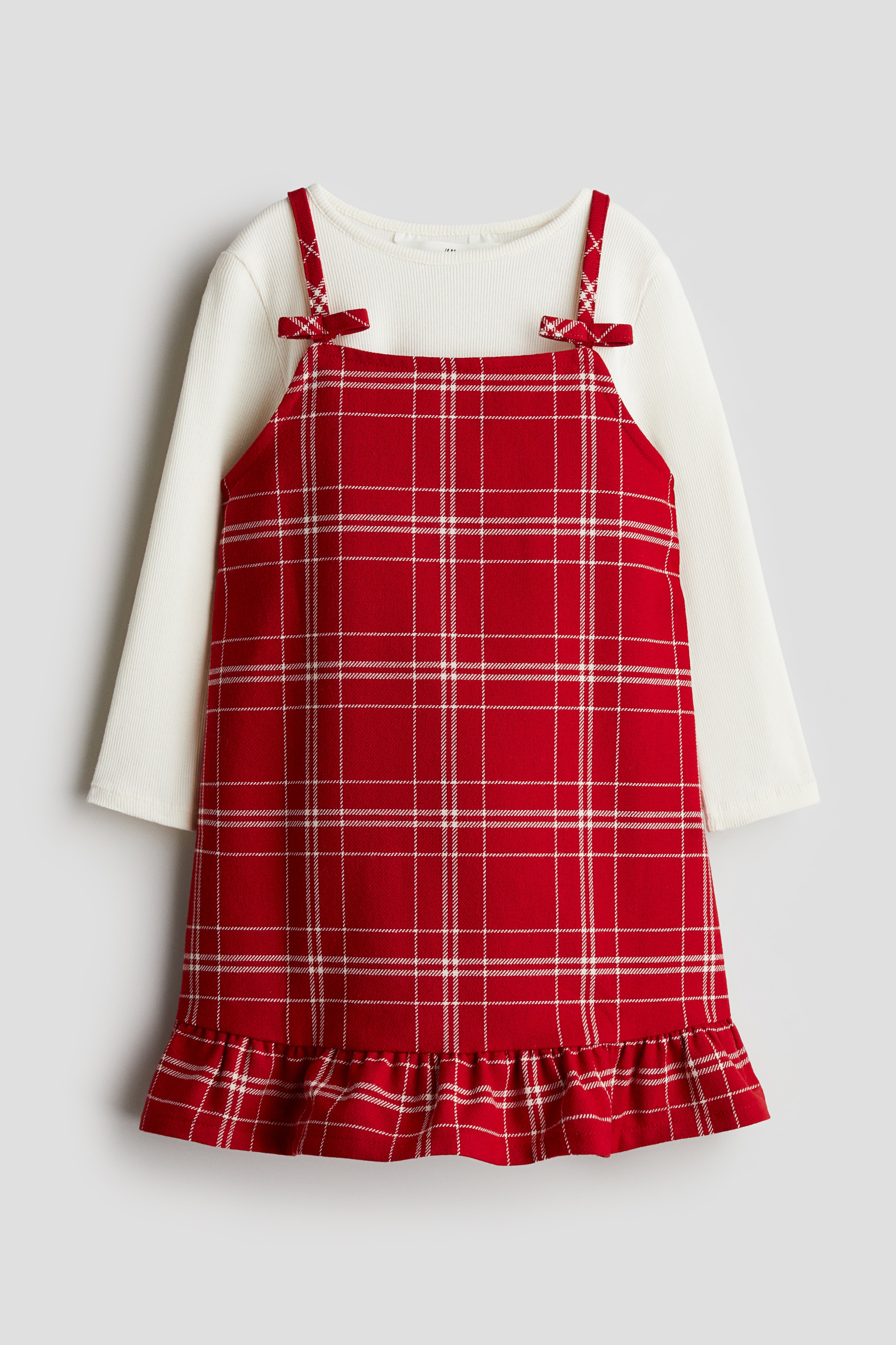 Girls - Red/White 2-piece dress and top set - Size: 9-10Y  - H&M