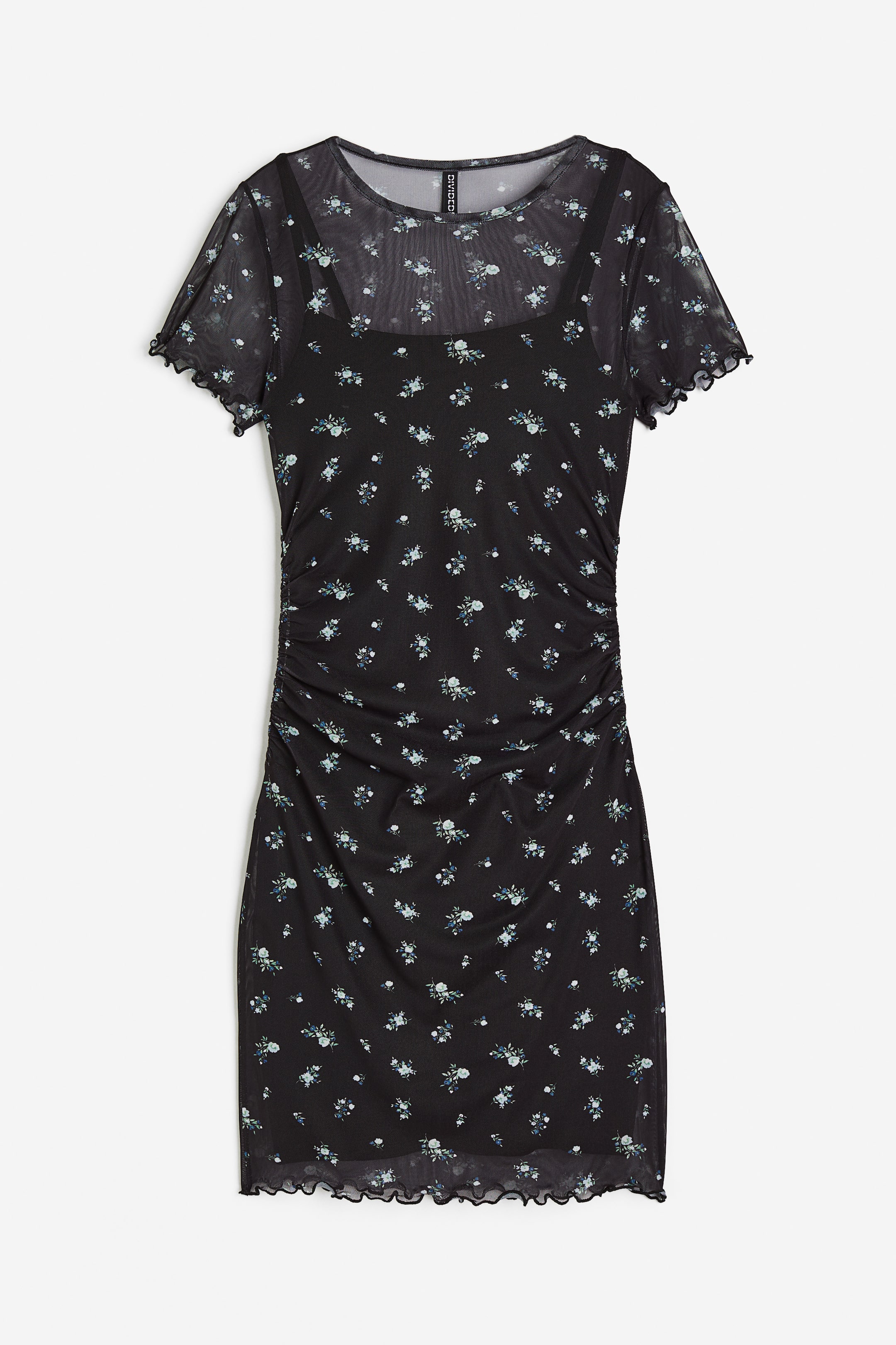 h&m floral bodycon dress Crinkle Sleeveless Fit And Flare Mini Dress Black | Dresses & Jumpsuits main image 1