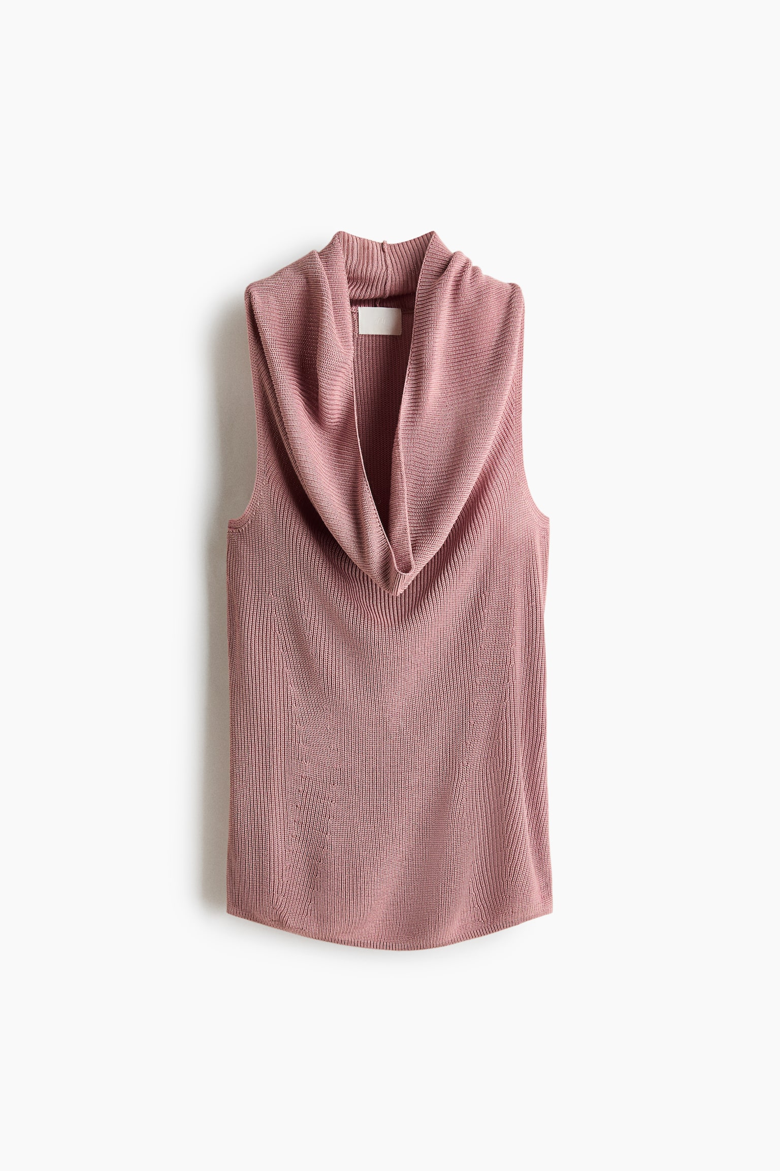 Женский топ H&M Cowl-Neck Patent-Knit Top, цвет: Пыльный розовый — фото 1