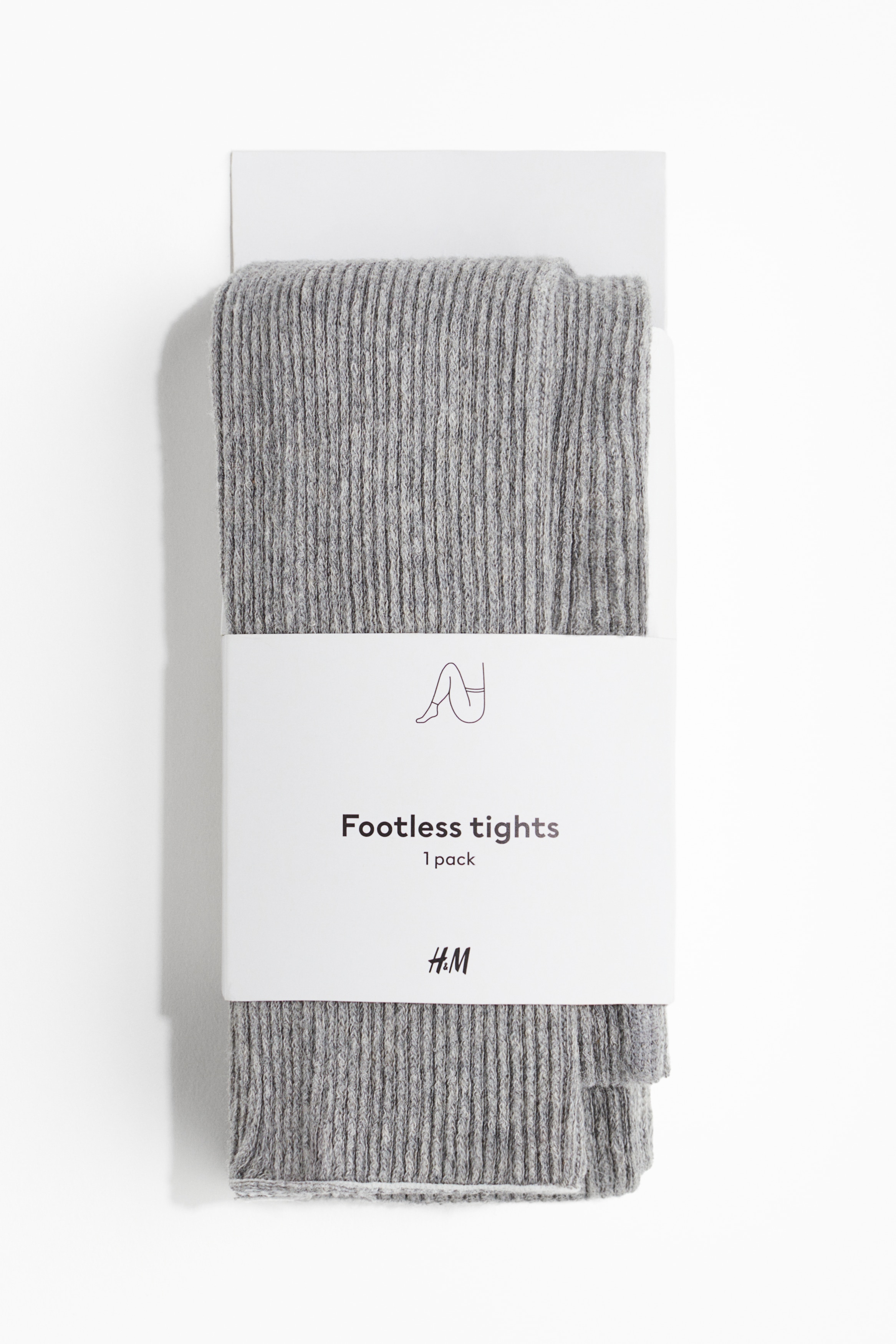 Femme - Collant sans pieds en maille côtelée Gris chiné - Size: L  - H&M