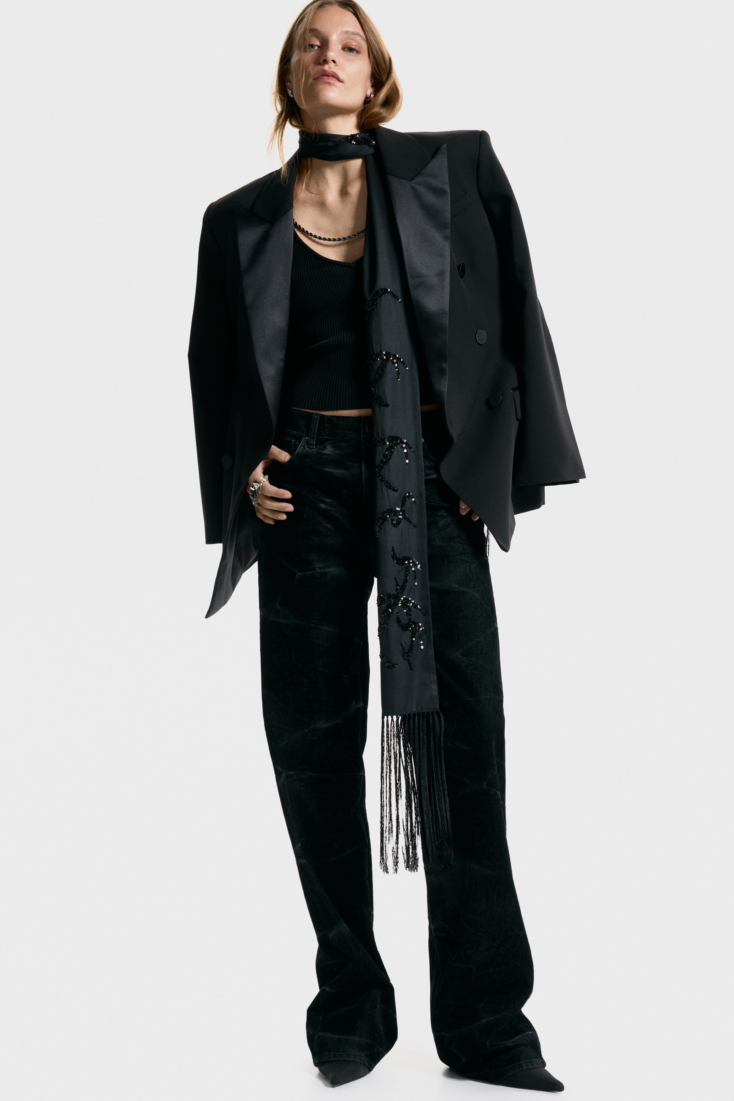 H & M - チェーンストラップキャミトップス - ブラック