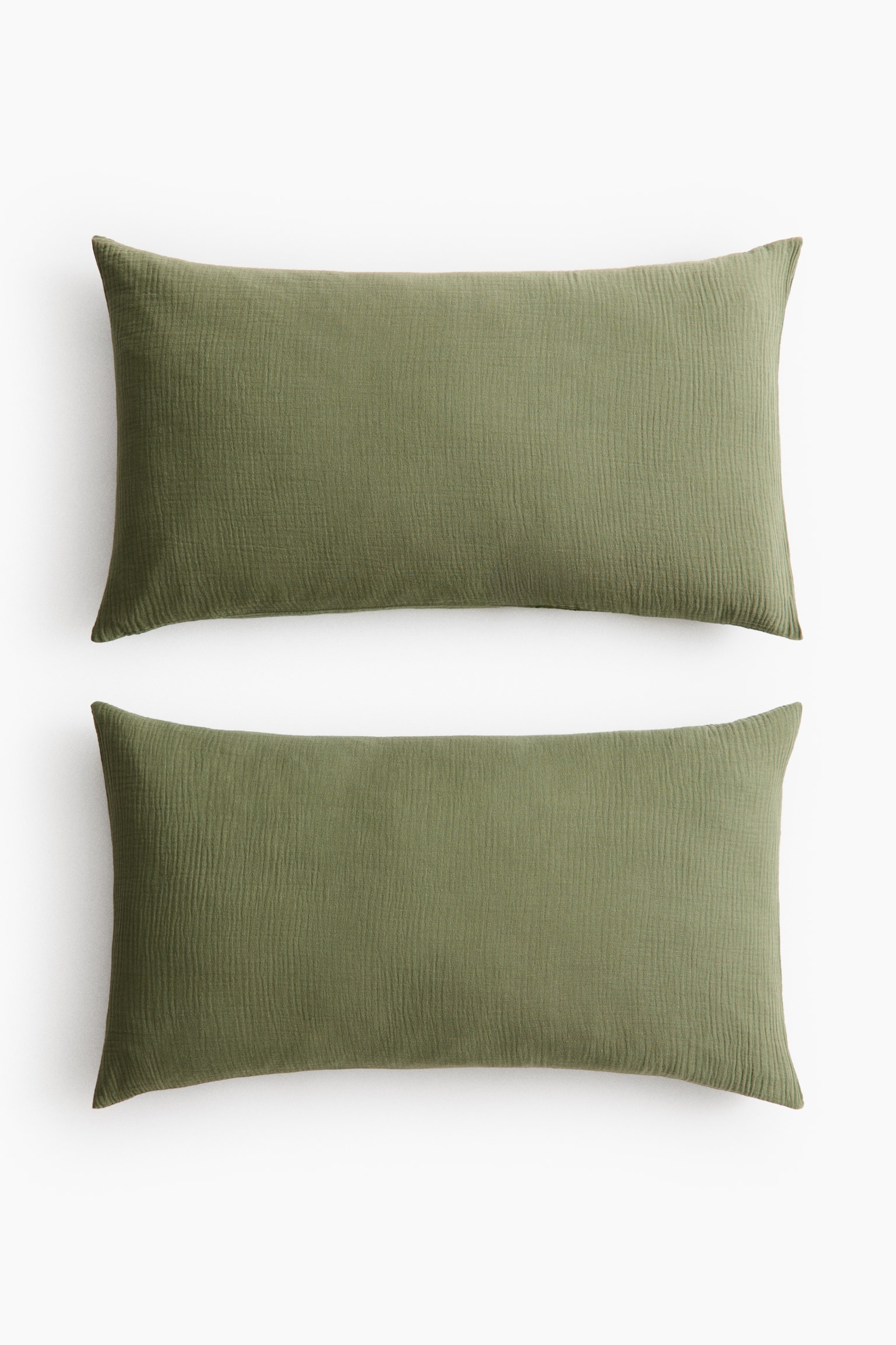 2-pack cotton muslin pillowcases - Green/Light greige/Light dusty beige/Mole/White - 1