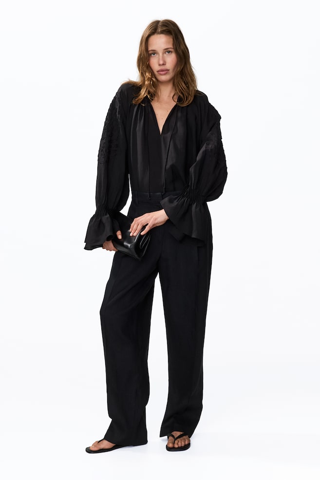 Pantalón sastre de lino - Negro - 1