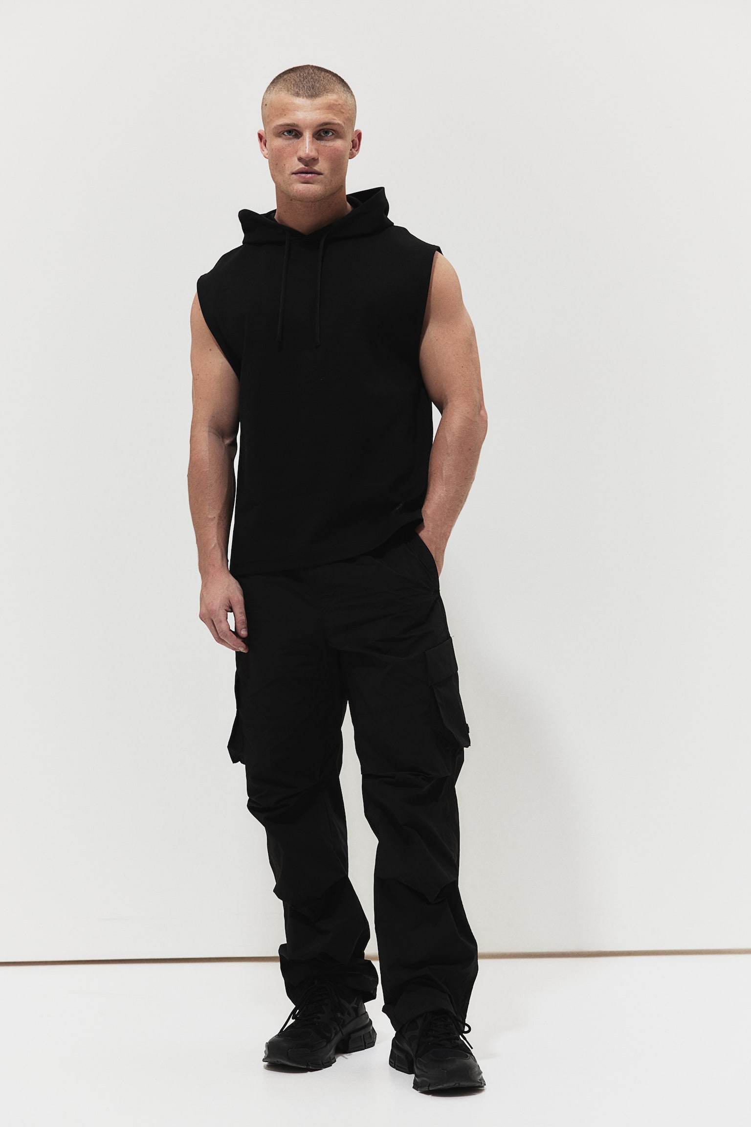 Regular Fit Sleeveless DryMove™ Activewear Hoodie - Black/Black/Dark grey/Dark grey/Grey - 1