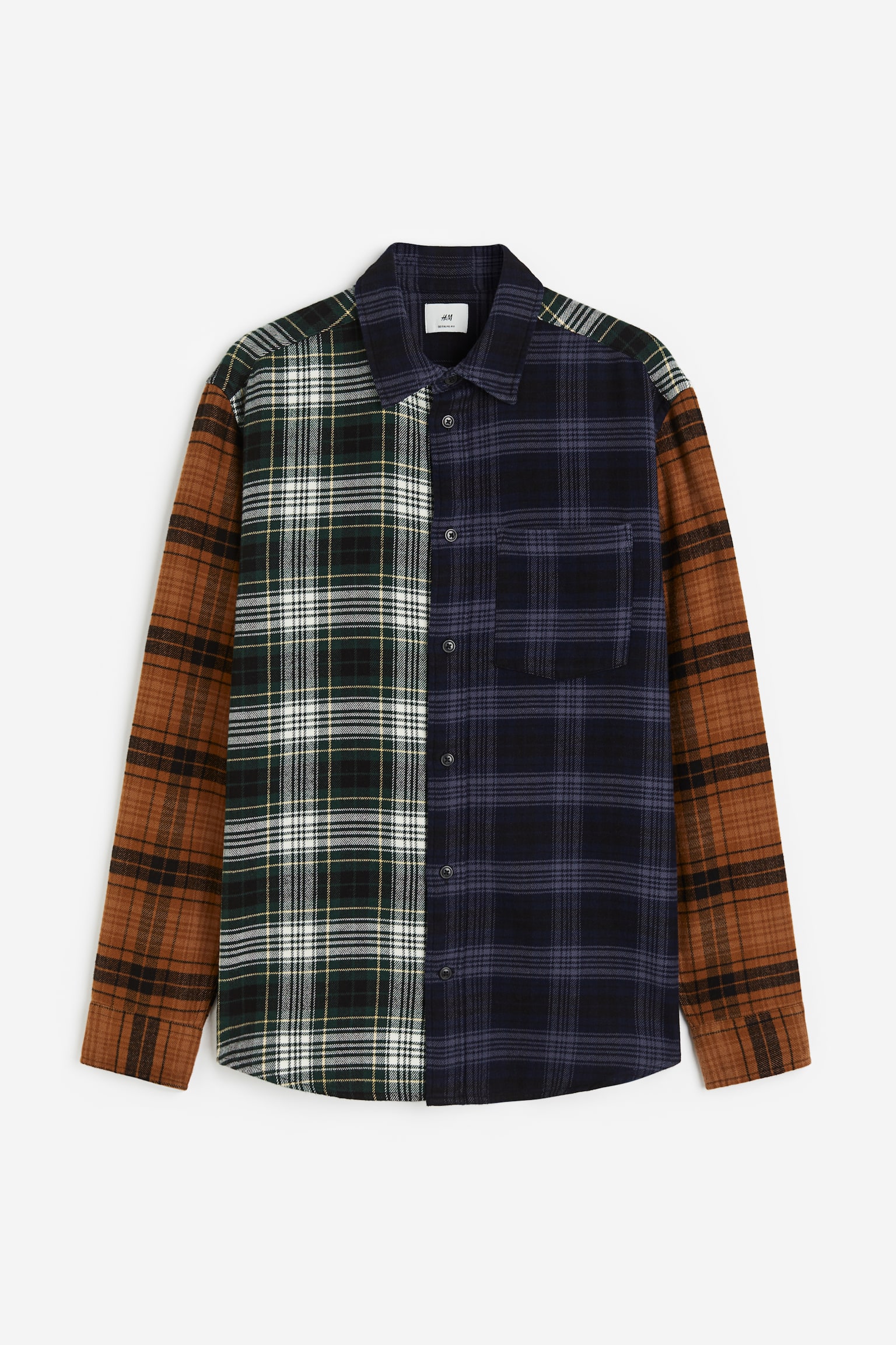 Regular Fit Flannel Shirt - Brown/Purple check/Dark blue/Check - 1