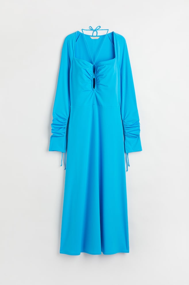 Vestido cut-out con escote halter - Azure/Naranja oscuro/Estampado - 1
