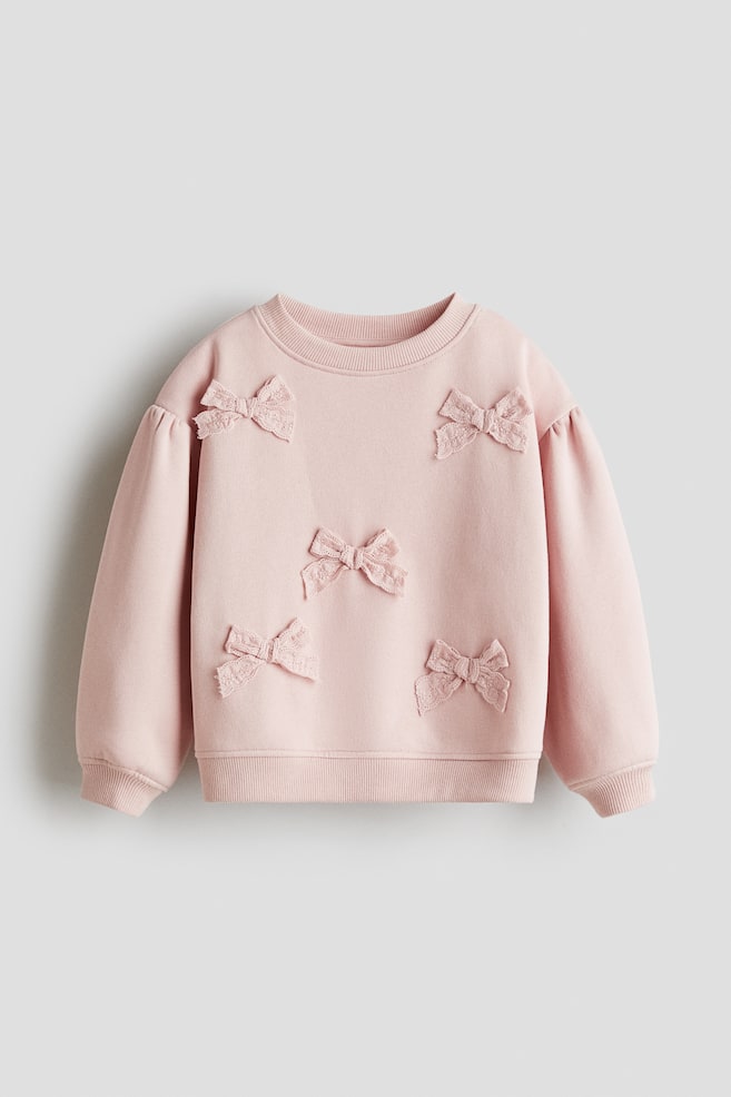 Sudadera con interior cepillado y aplicaciones - Rosa empolvado claro - 1