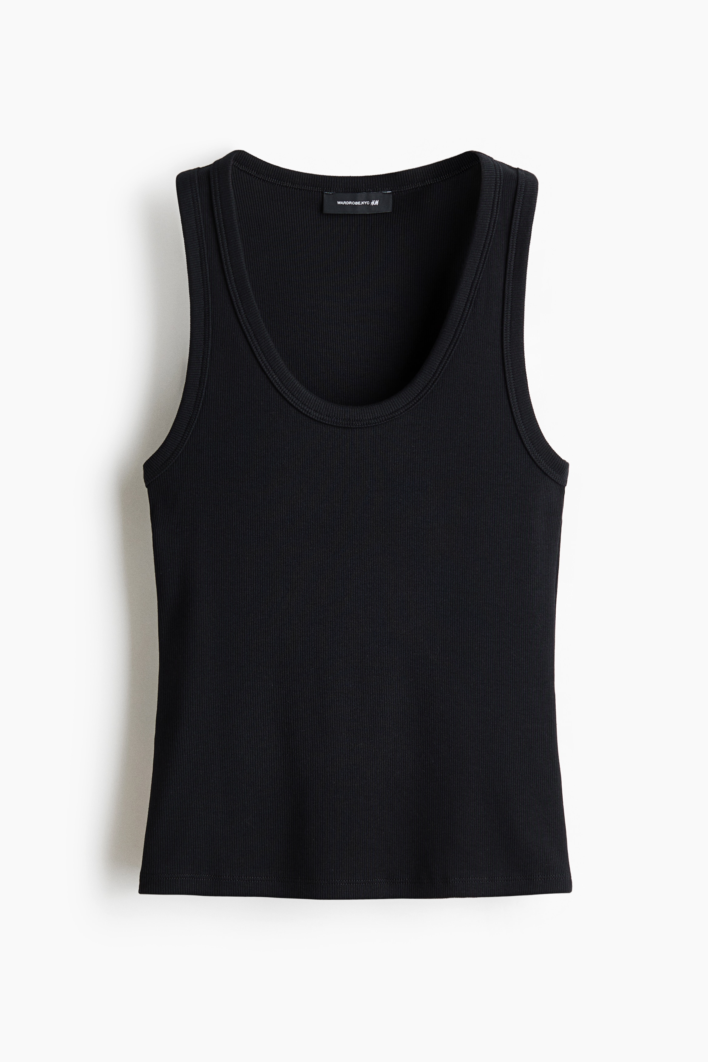 Ribbet tanktop - Sort