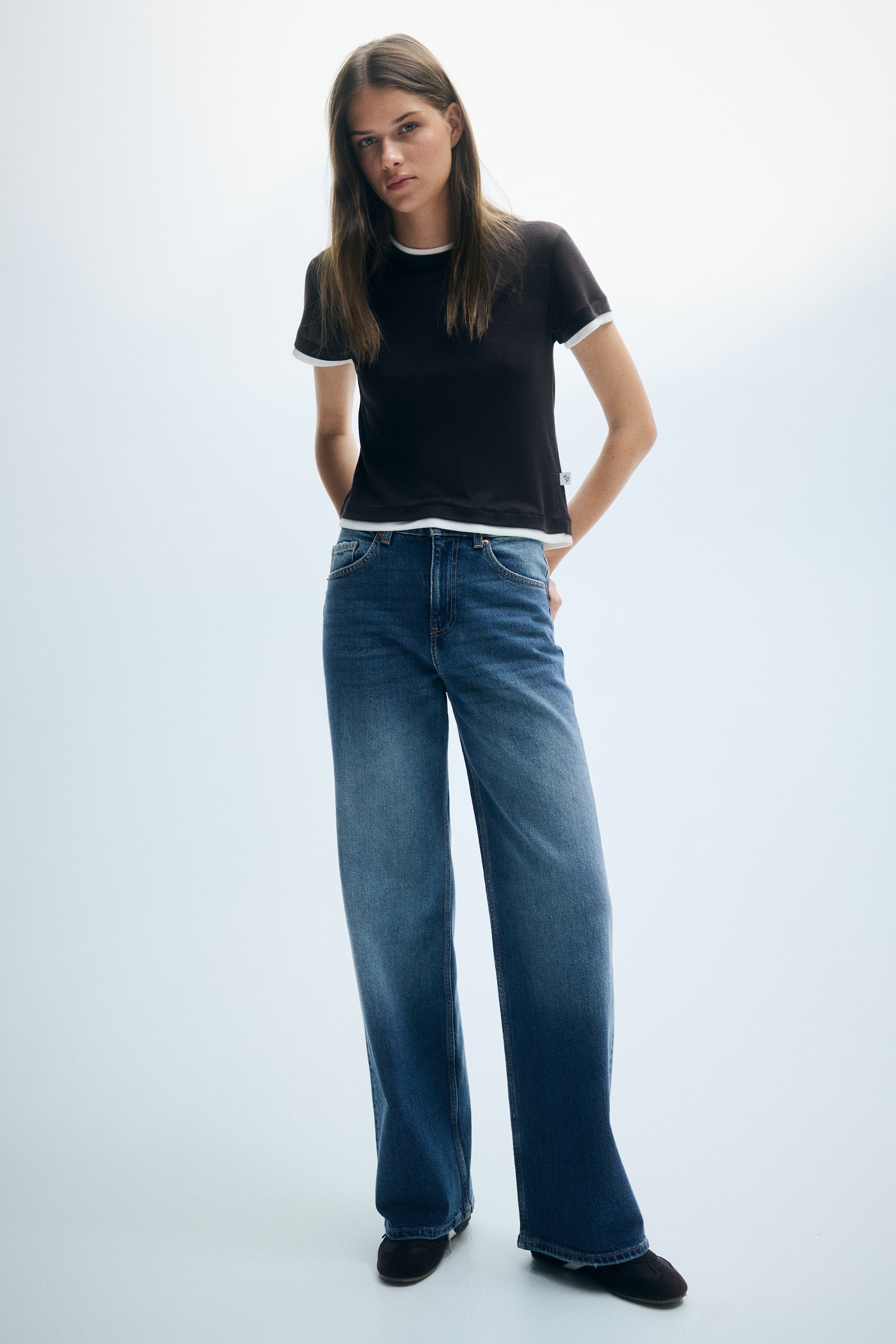 Женские джинсы H&M Straight High-Waist, цвет: Тёмный джинсовый синий — фото 3