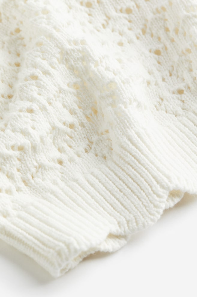 Pullover in maglia traforata - Bianco/Nero - 5