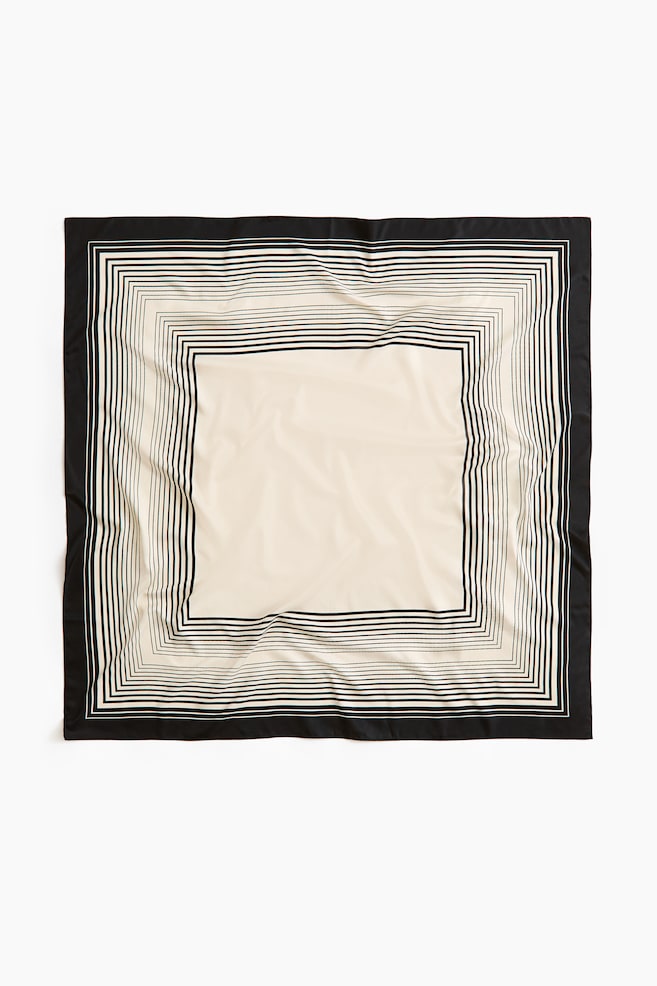 Lenço estampado - Creme/Padrão com rebordo/Azul marinho/Nós náuticos - 1