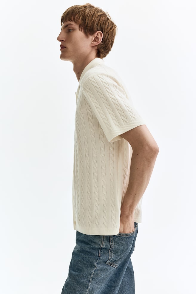 Regular Fit Cable-knit shirt-White - 5