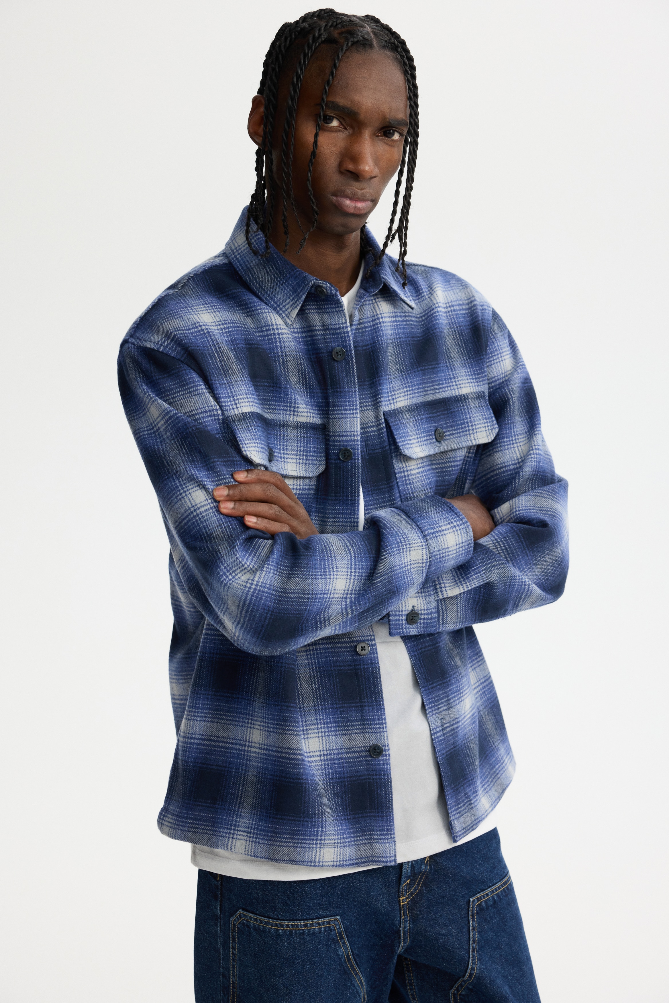 HUMAN MADE Victor Victor WOOL CHECK シャツ XL Human Made Checked Overshirt 'Blue' VICTOR VICTOR WOOL CHECK
