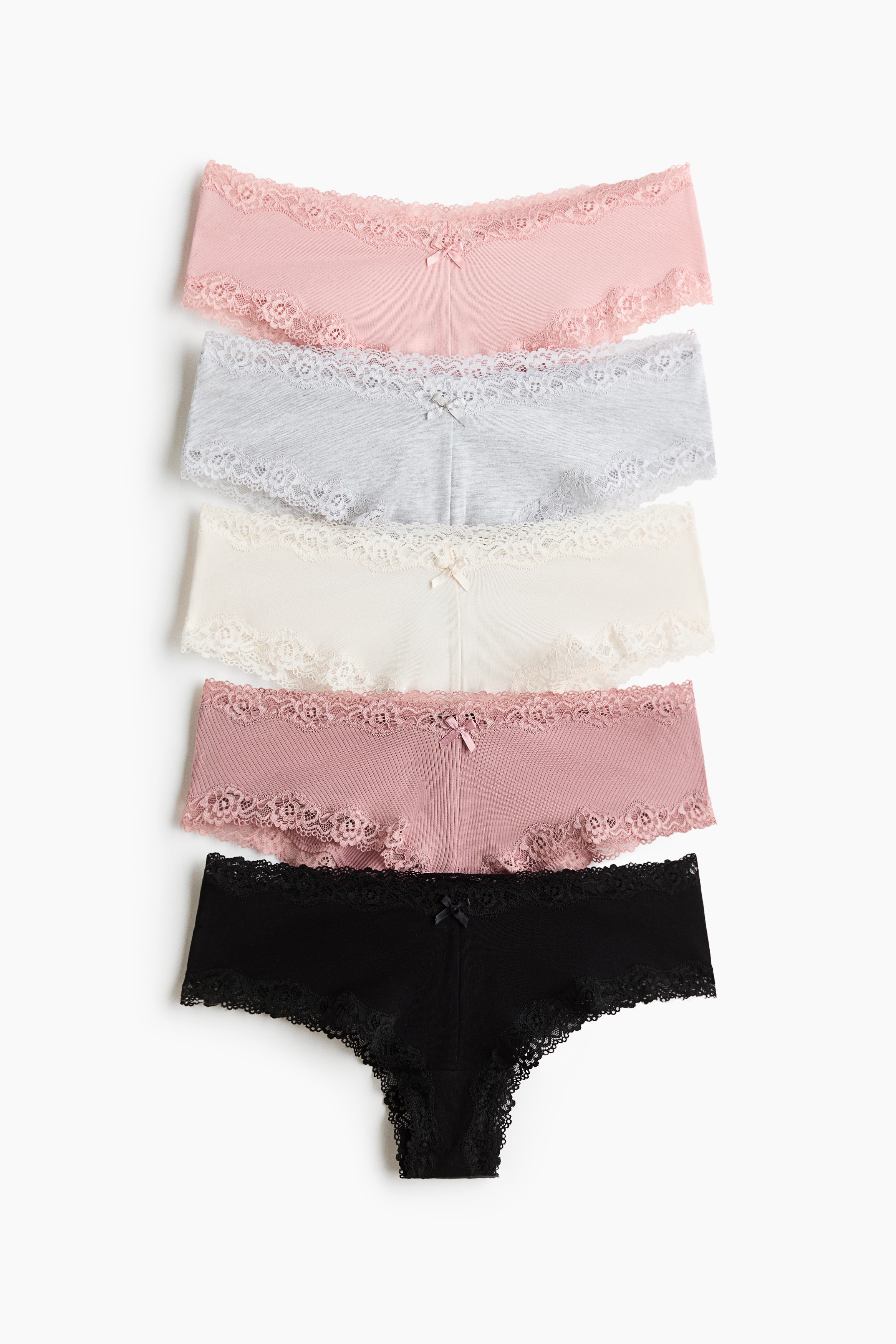 5-pack cotton and lace hipster briefsModel