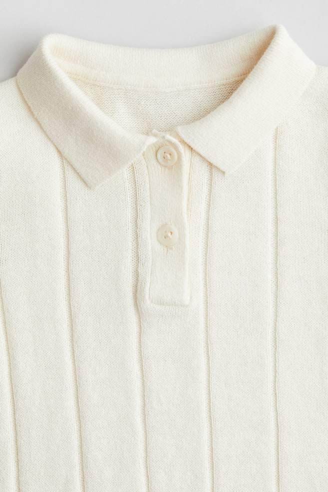 Knit Polo Shirt - Cream/Light green/Cream/Light blue/Khaki green - 2