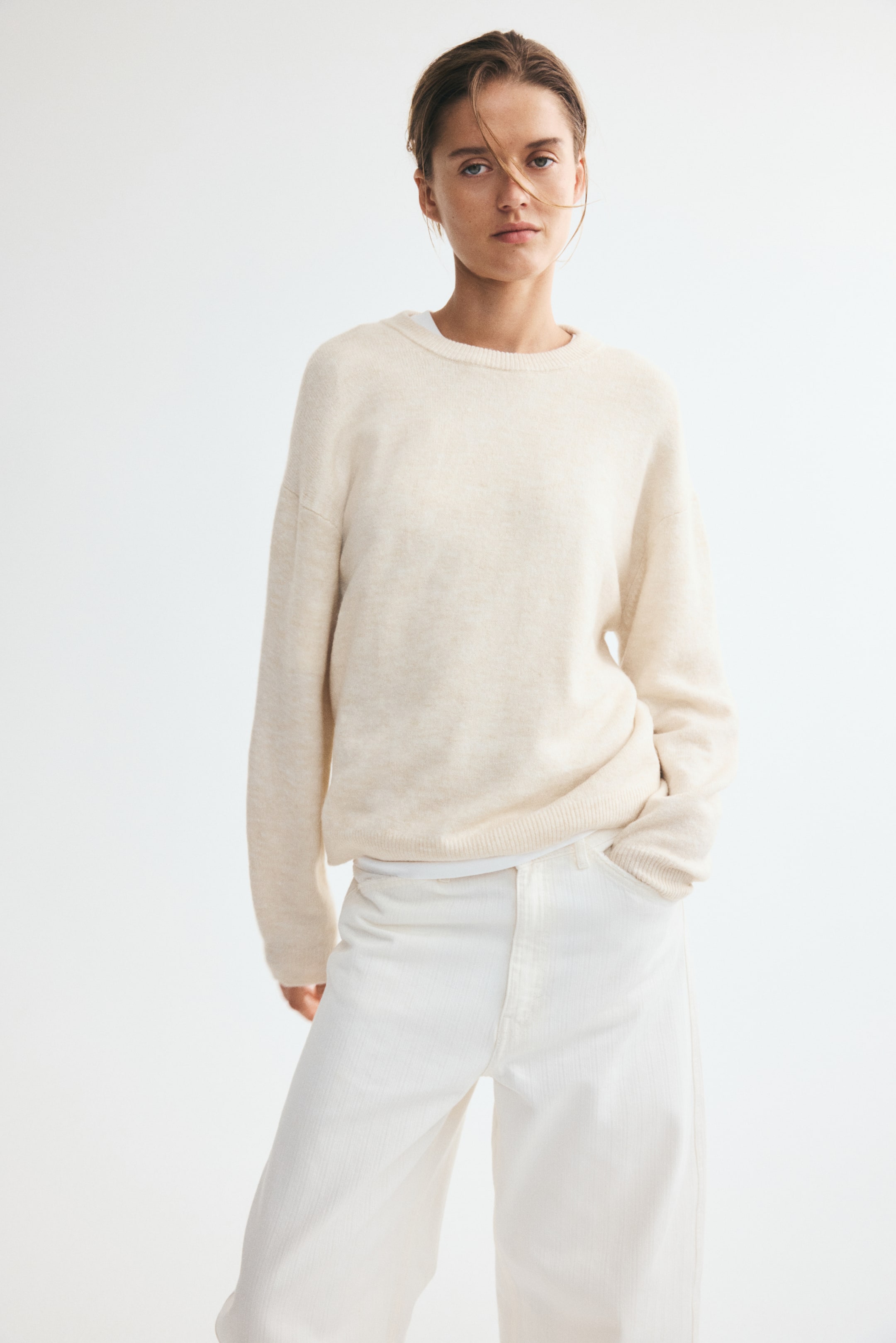 Größeres Bild ansehen: Strickpullover - Hellbeigemeliert - Ladies | H&M DE 1