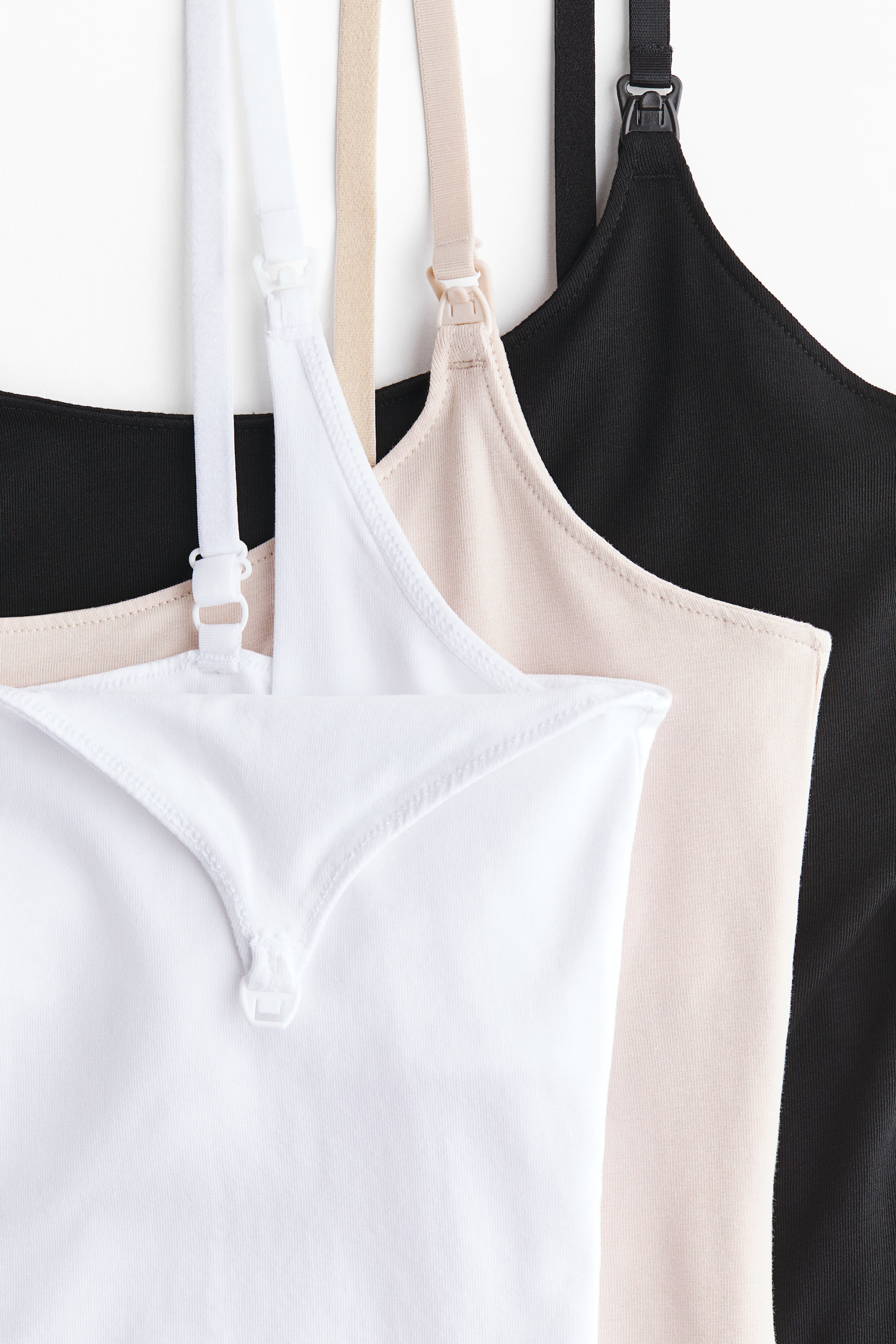 拡大画像を表示: MAMA ナーシングキャミトップス 3枚セット - ライトベージュ／ブラック／ホワイト - レディース | H&M JP 6