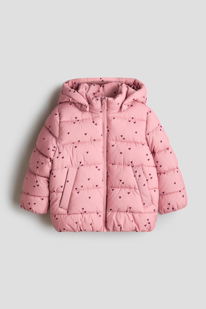Water-Repellent Puffer Jacket - Pink/hearts/Dusty rose/floral/Light taupe/leopard print - 1