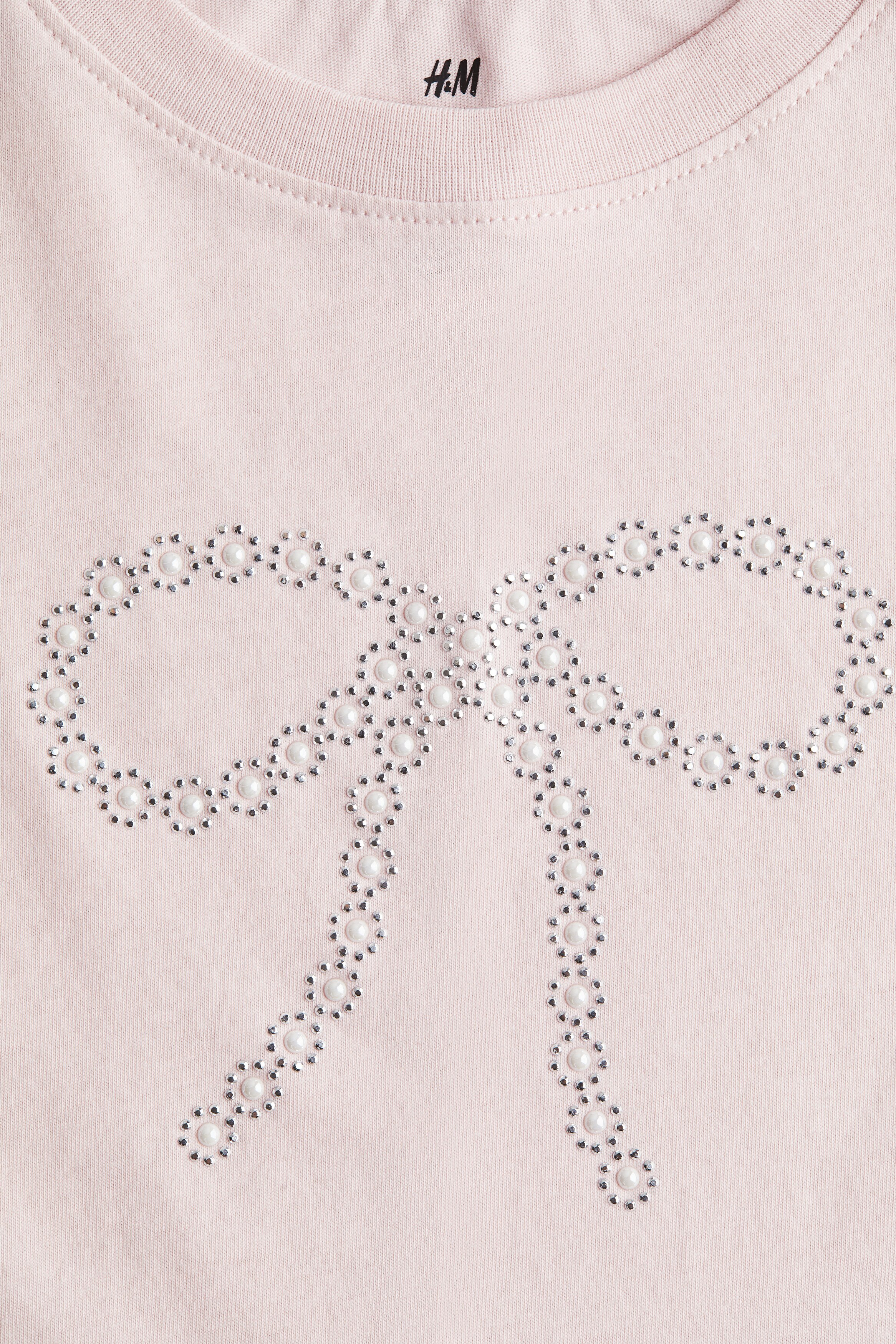 Light pink/bow Motif-detail t-shirt for kids | H&M US