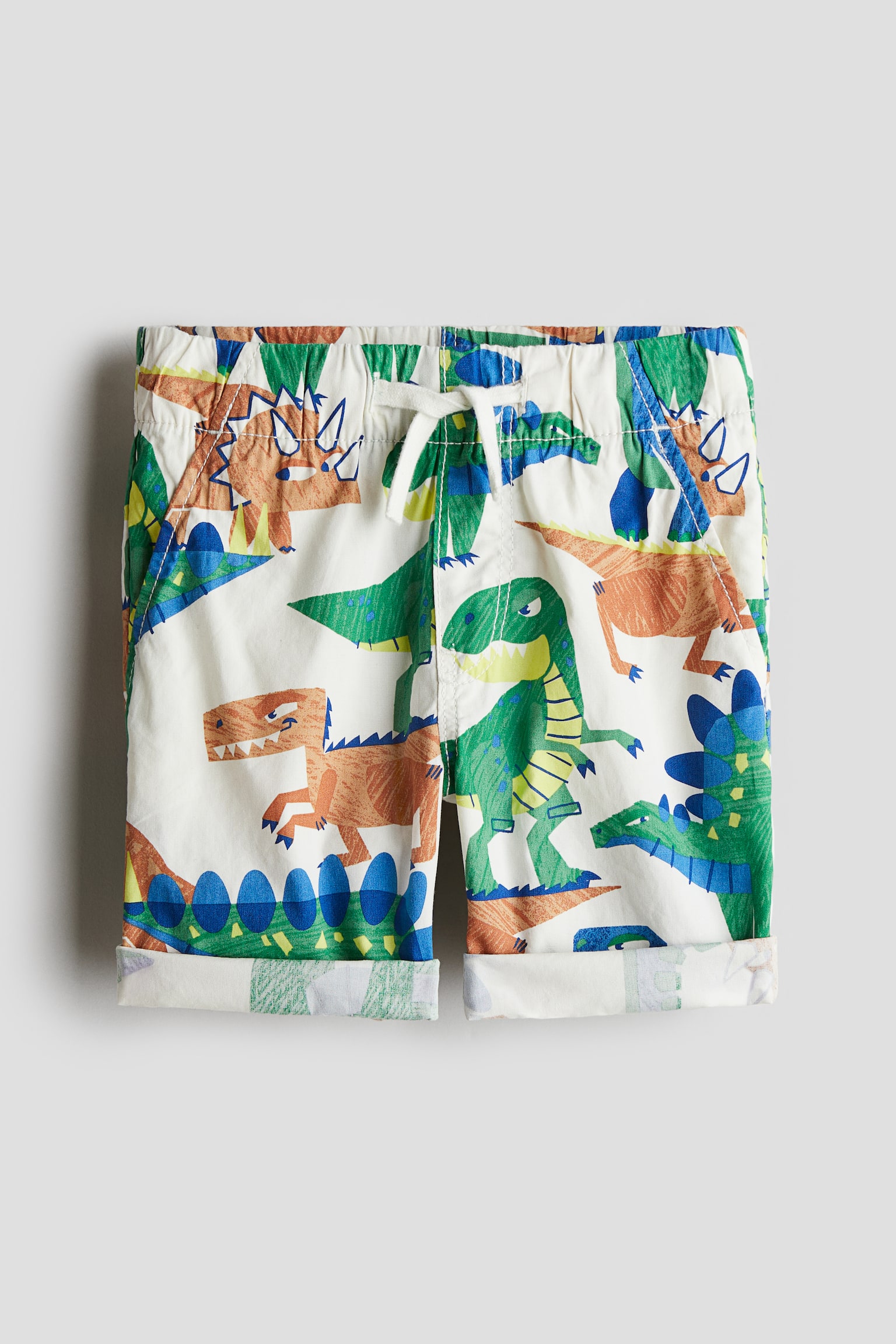 Cotton poplin shorts - White/Dinosaurs/Beige/Dinosaurs/Dusty green/Palm trees - 1