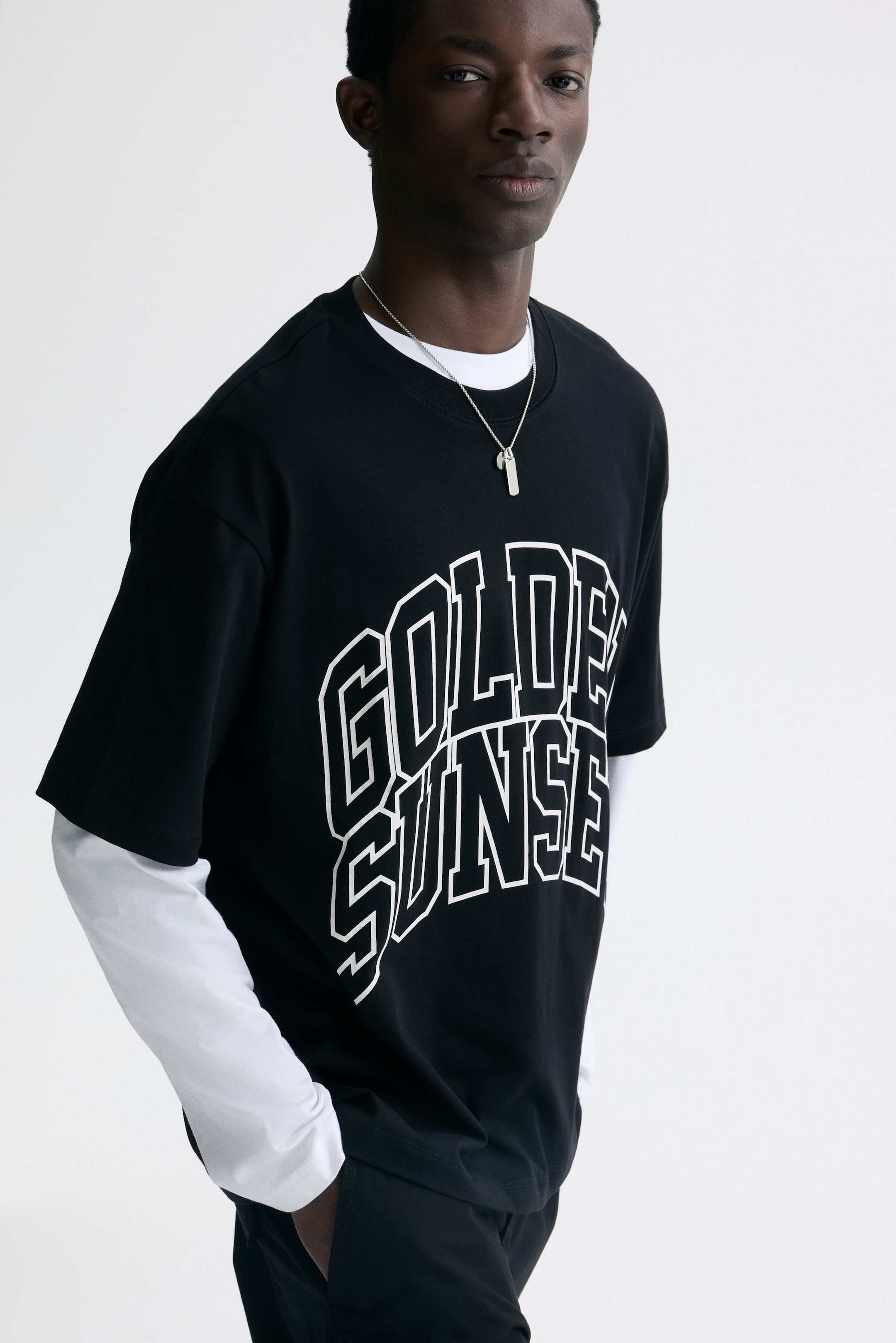 View larger image: Loose-Fit Printed T-Shirt - Black/Golden Sunset - Men | H&M US 3