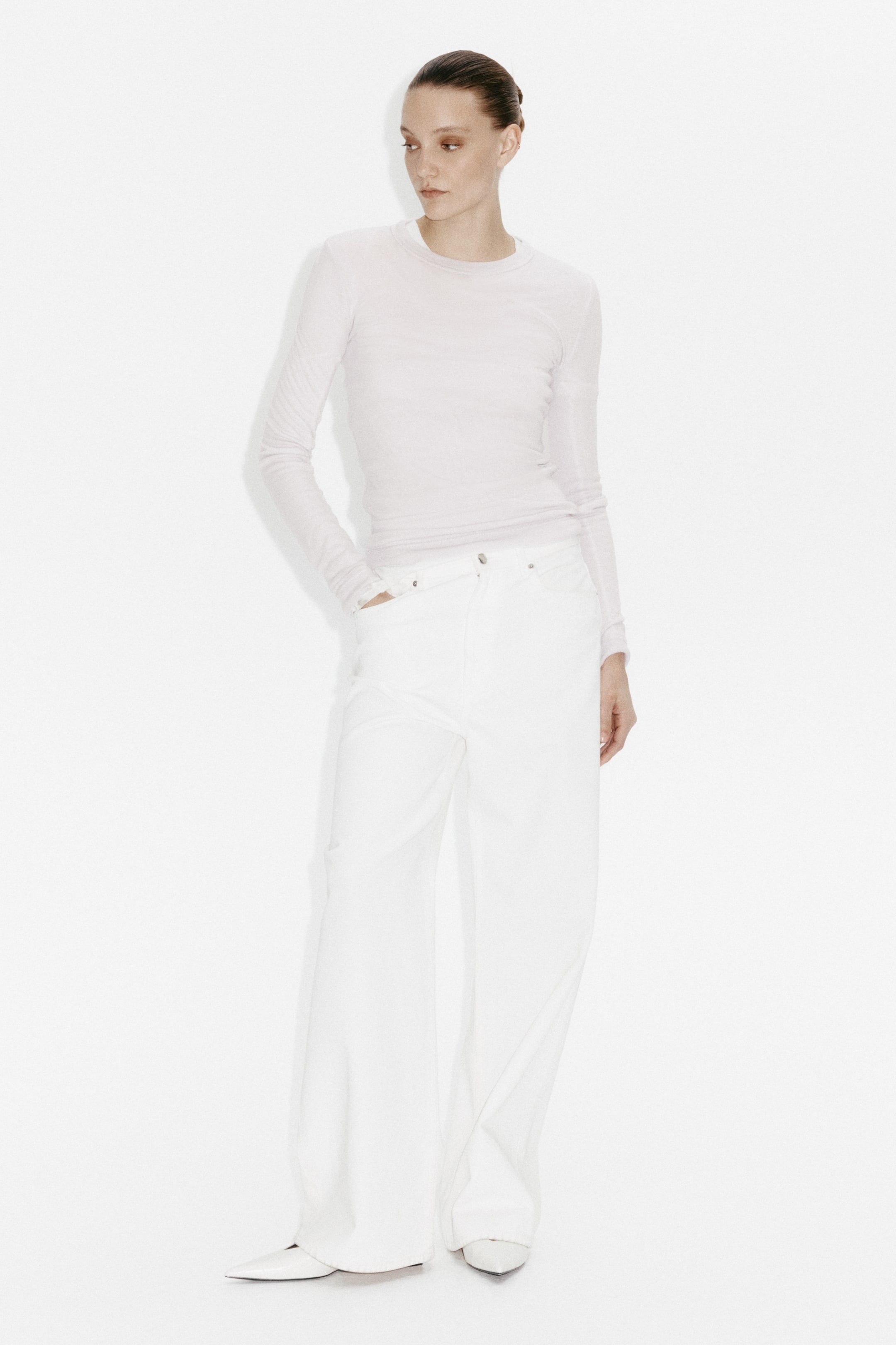 查看大圖: 羊毛精織上衣 - 淡灰米色 - Ladies | H&M 2