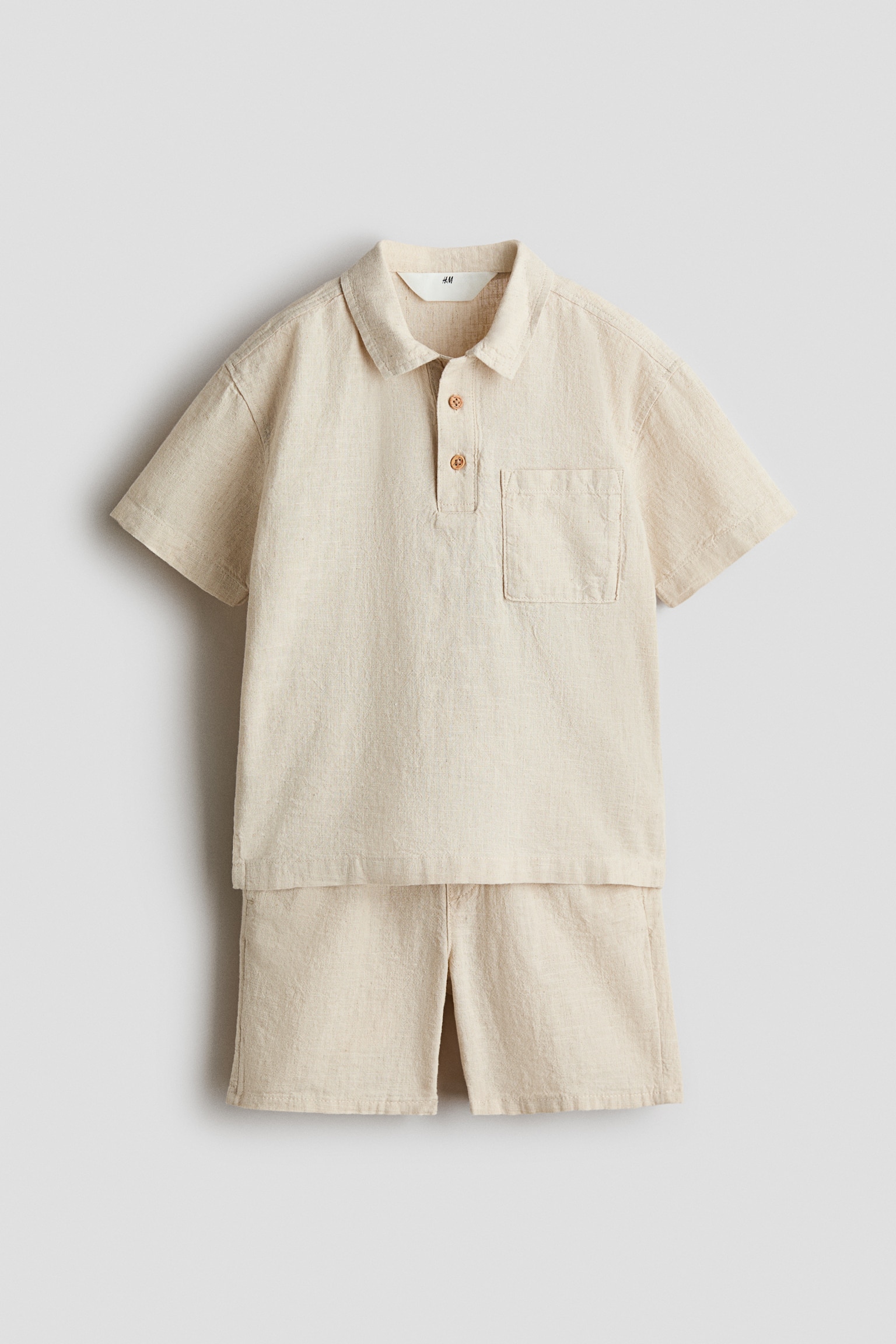 2-piece linen-blend set - Light beige