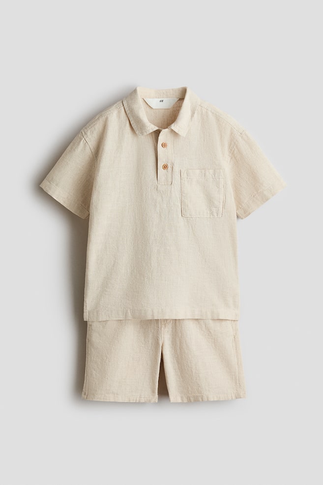 2-piece linen-blend set - Light beige - 1