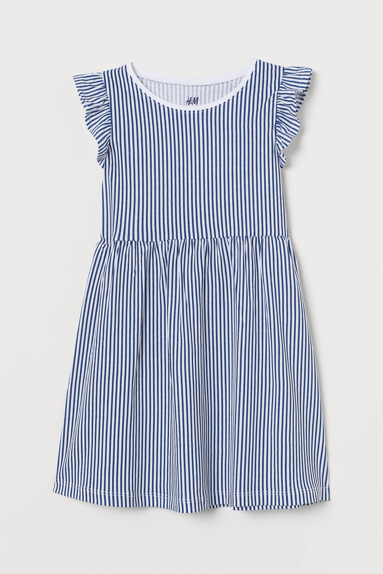 Jersey dress - Sleeveless - Knee length - Blue/White striped - Kids | H ...