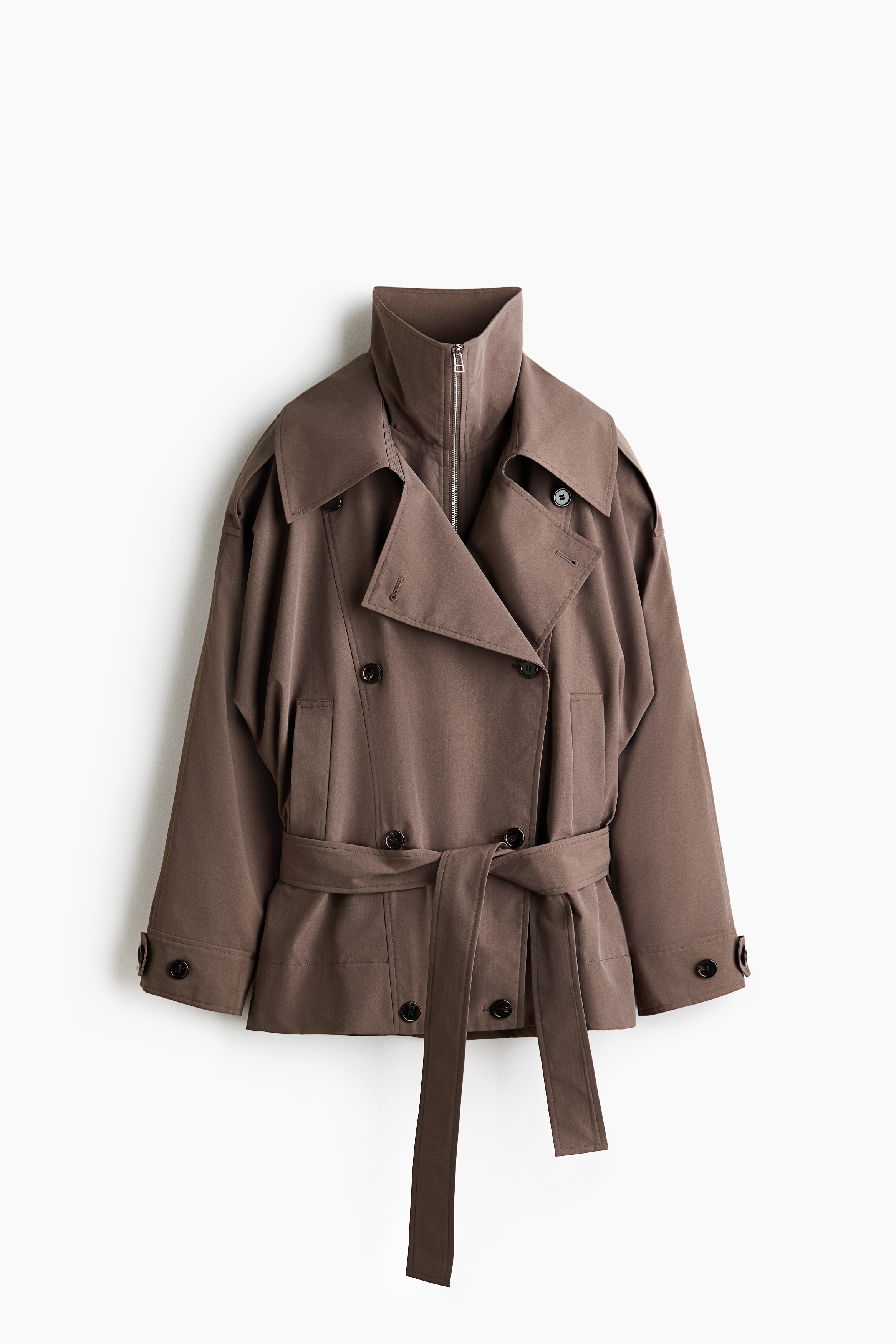 Imperméable court à col cheminée - Taupe foncé