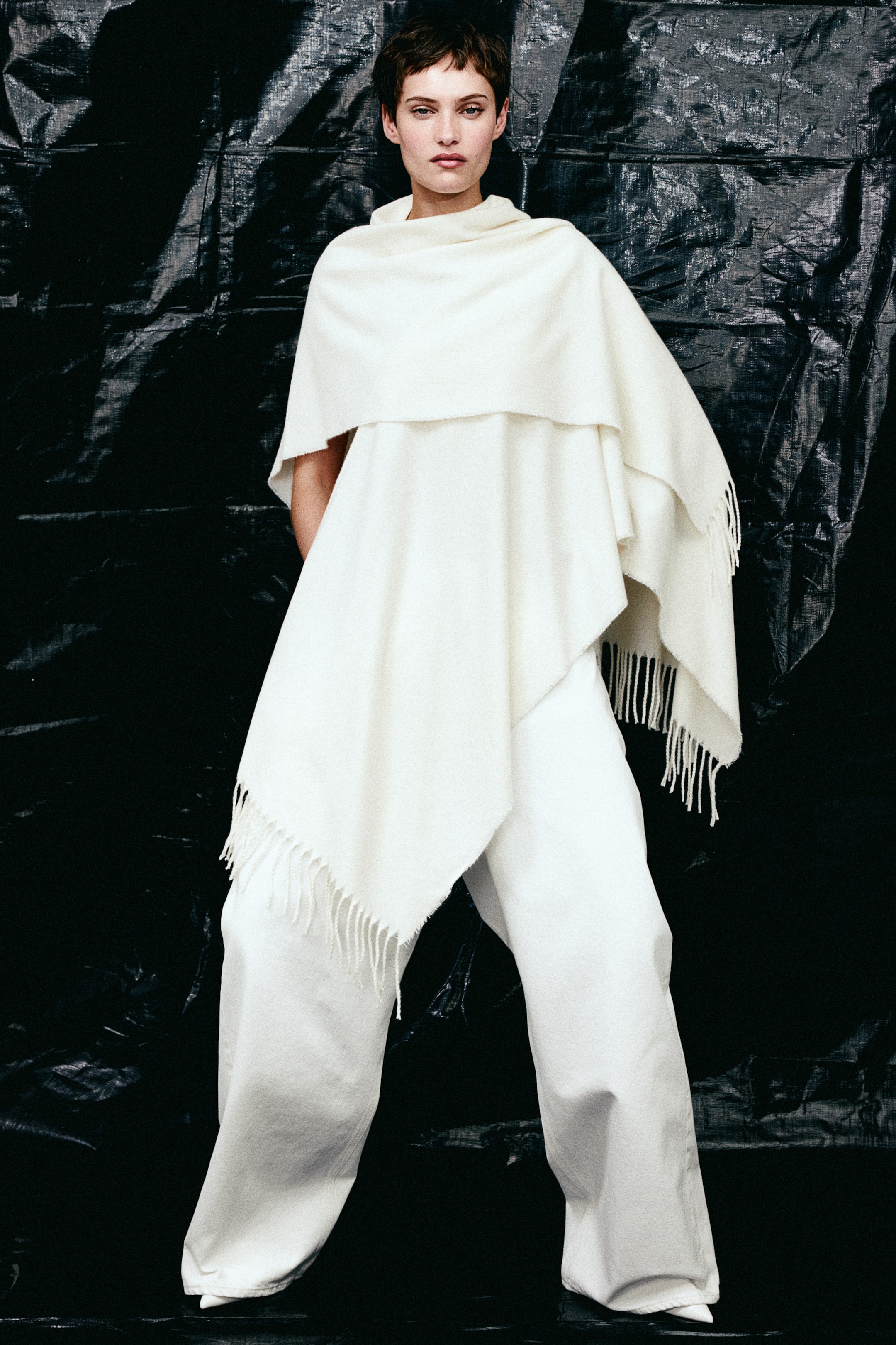 Fringe-trimmed Poncho