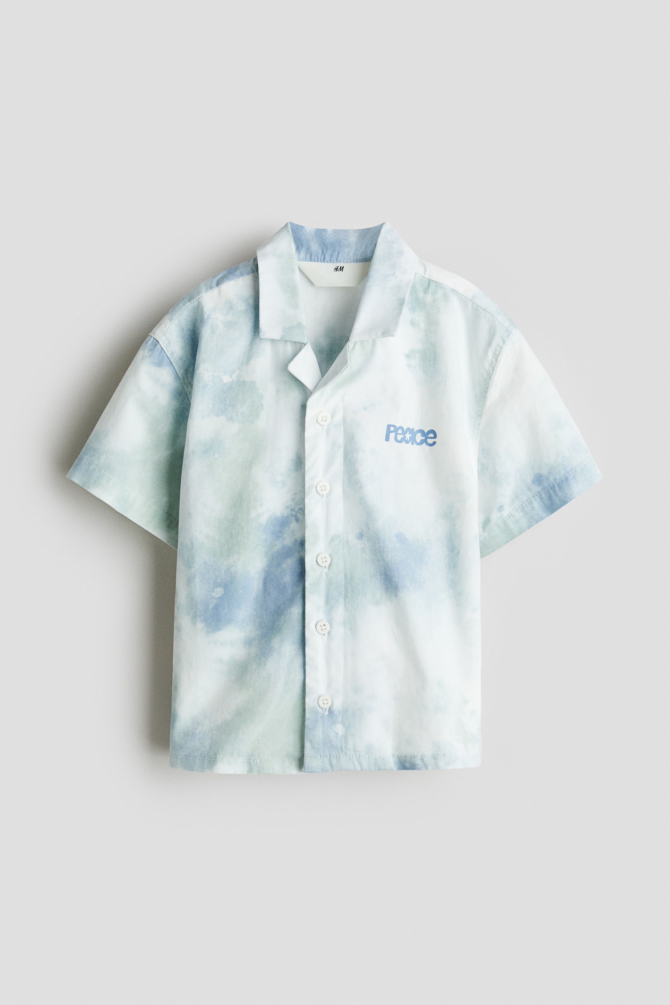プリントコットンリゾートシャツ - ライトブルー／タイダイ/ライトブルー／パームツリー