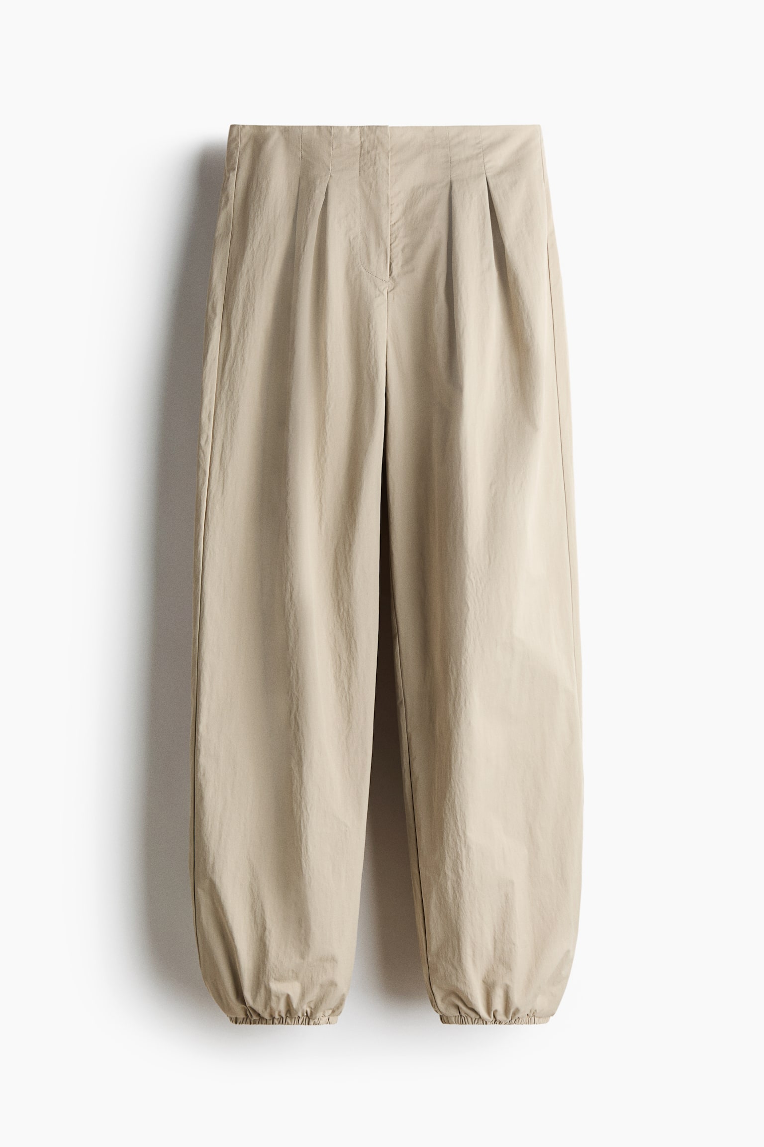 Balloon-Leg Nylon Pants - Beige - 1