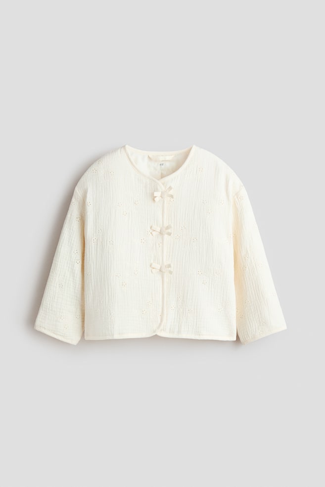 Jacke aus Musselin mit Schleifen - Cremefarben - 1