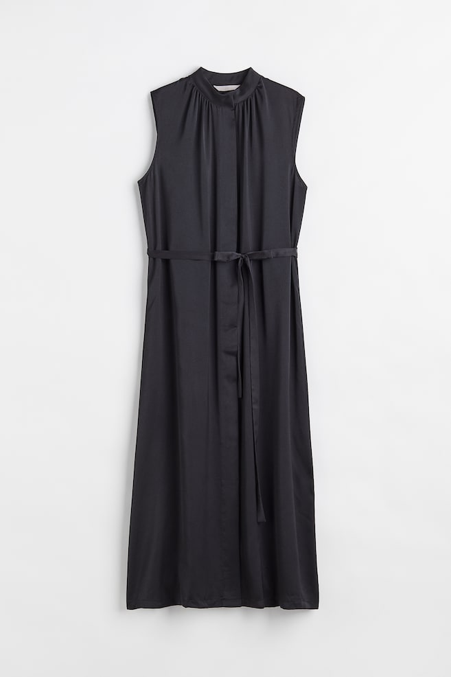 Durchgeknöpftes Kleid - Schwarz - 1