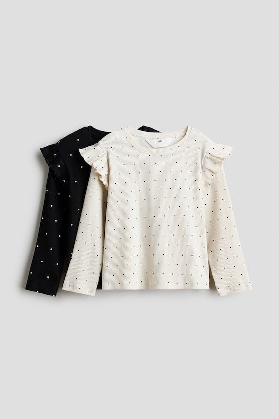 Детские топы H&M 2-Pack Ruffle-Trimmed Tops