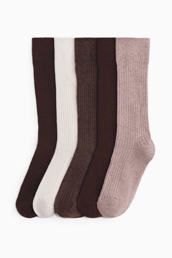 5-pack Calcetines - Gris pardo/Café oscuro/Crema/Gris oscuro/Gris claro/Crema/Beige claro/Beige/Negro/Blanco - 1