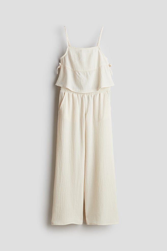 2-piece seersucker set - Cream/Navy blue/Light beige/Patterned - 1