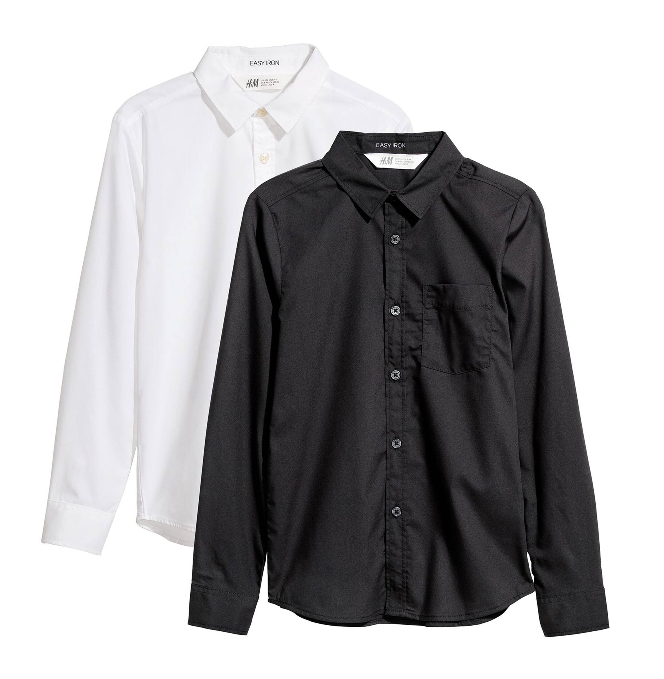 View larger image: 2-pack Easy-iron shirts - White/Black - Kids | H&M GB 1