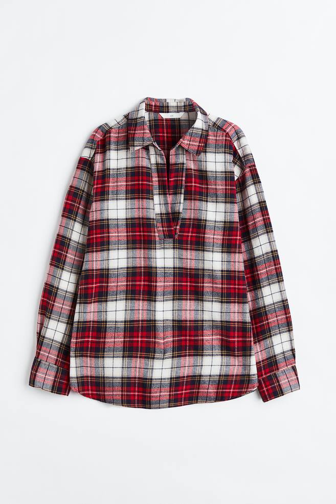 Popover flannel shirt - Red/Checked - 2
