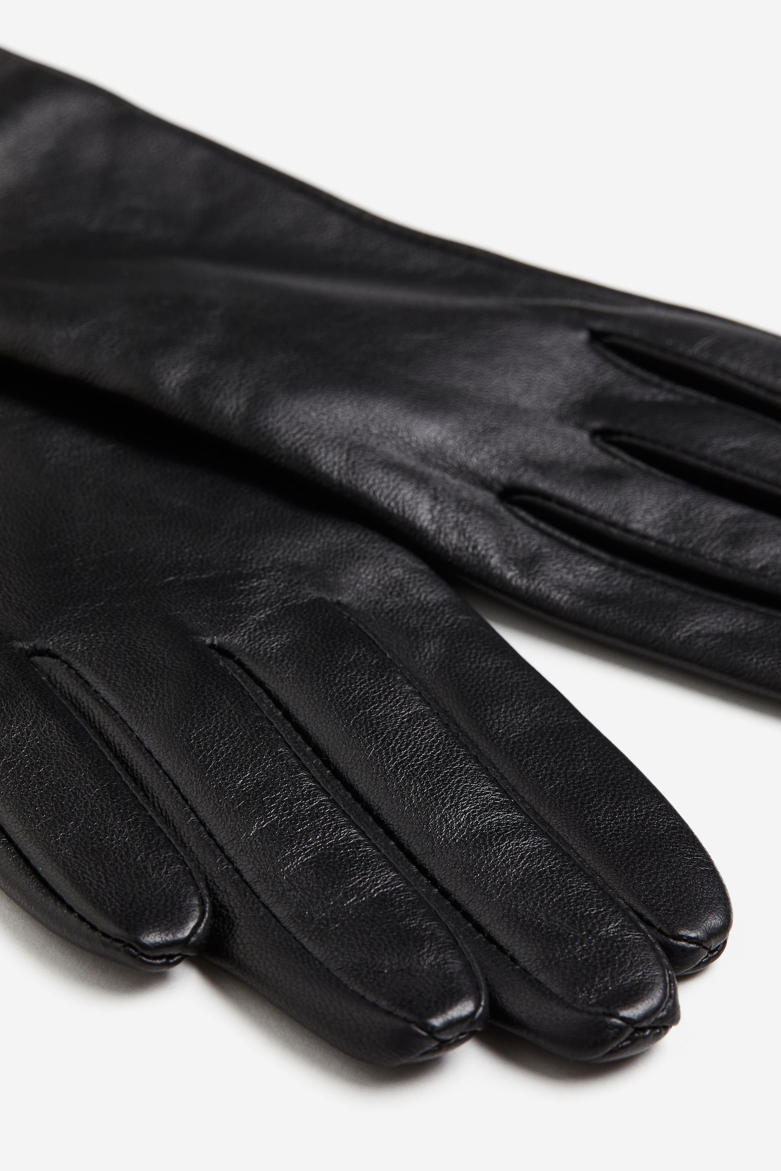 Long leather gloves - Black - 2