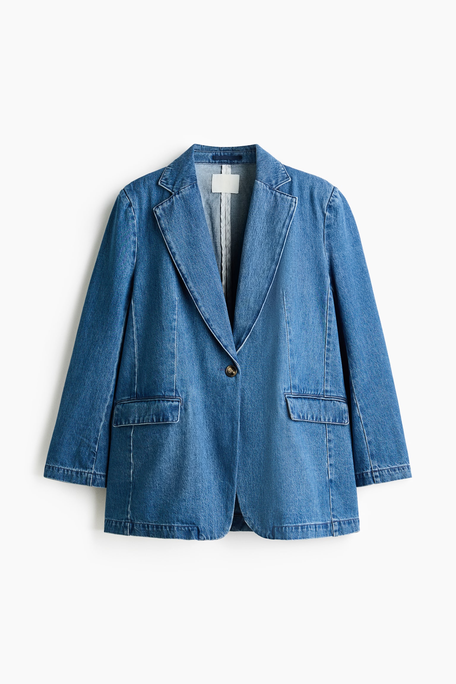 Single-Breasted Denim Jacket - Denim blue