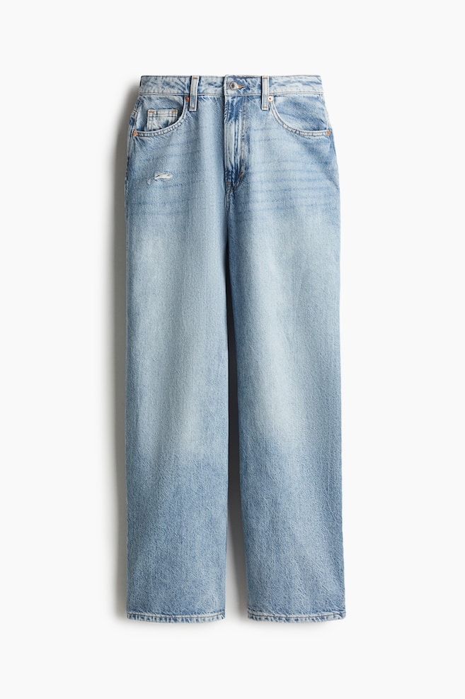 Curvy Fit Baggy High Jeans - Helles Denimblau/Schwarz - 1