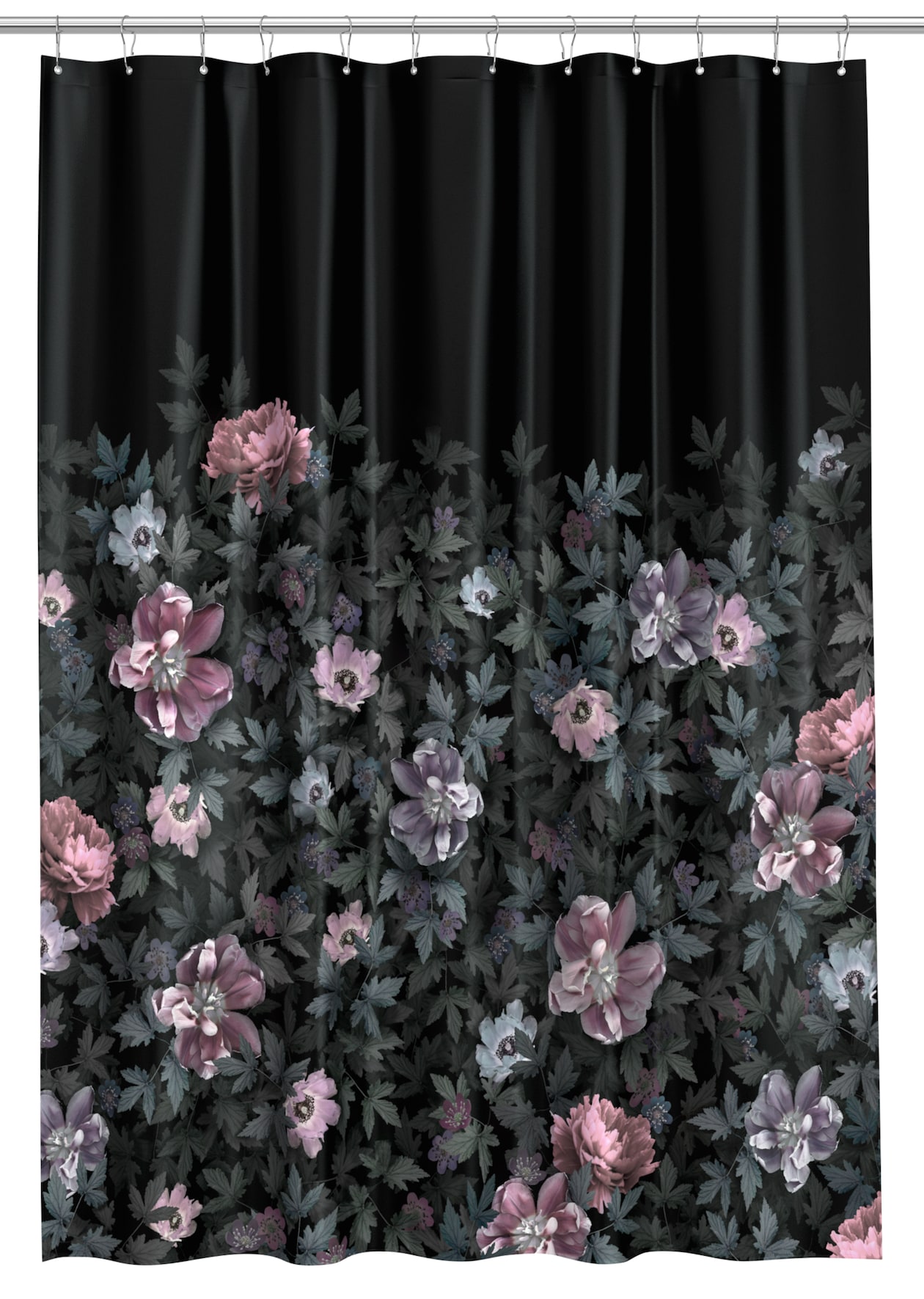Douchegordijn met fotoprint Zwart/bloemen HOME H&M NL