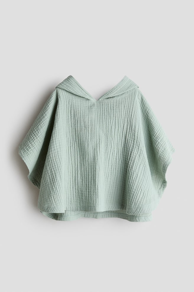 Poncho de bain en mousseline de coton-Vert clair - 1