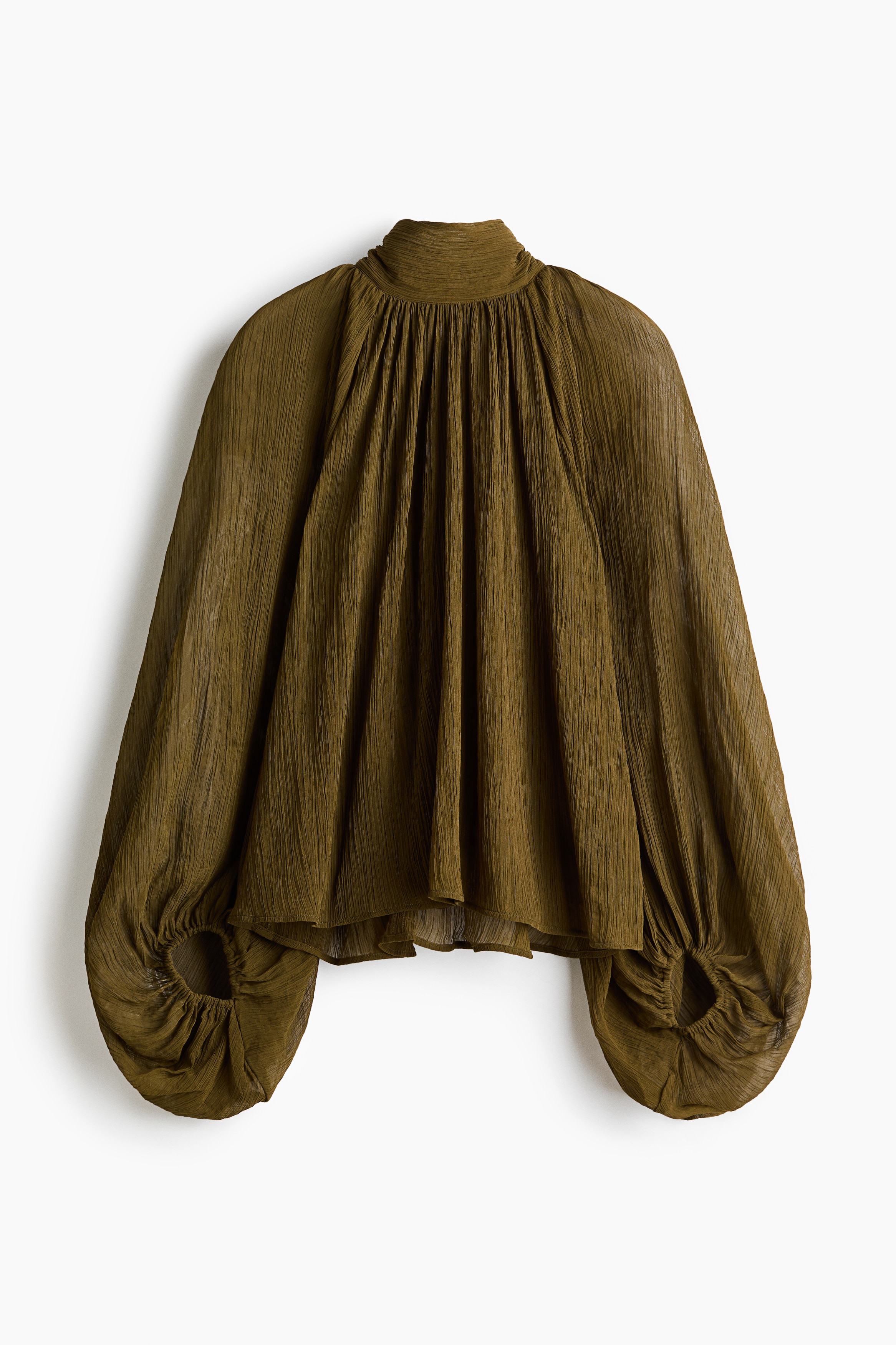 Tie-neck blouse - Golden olive
